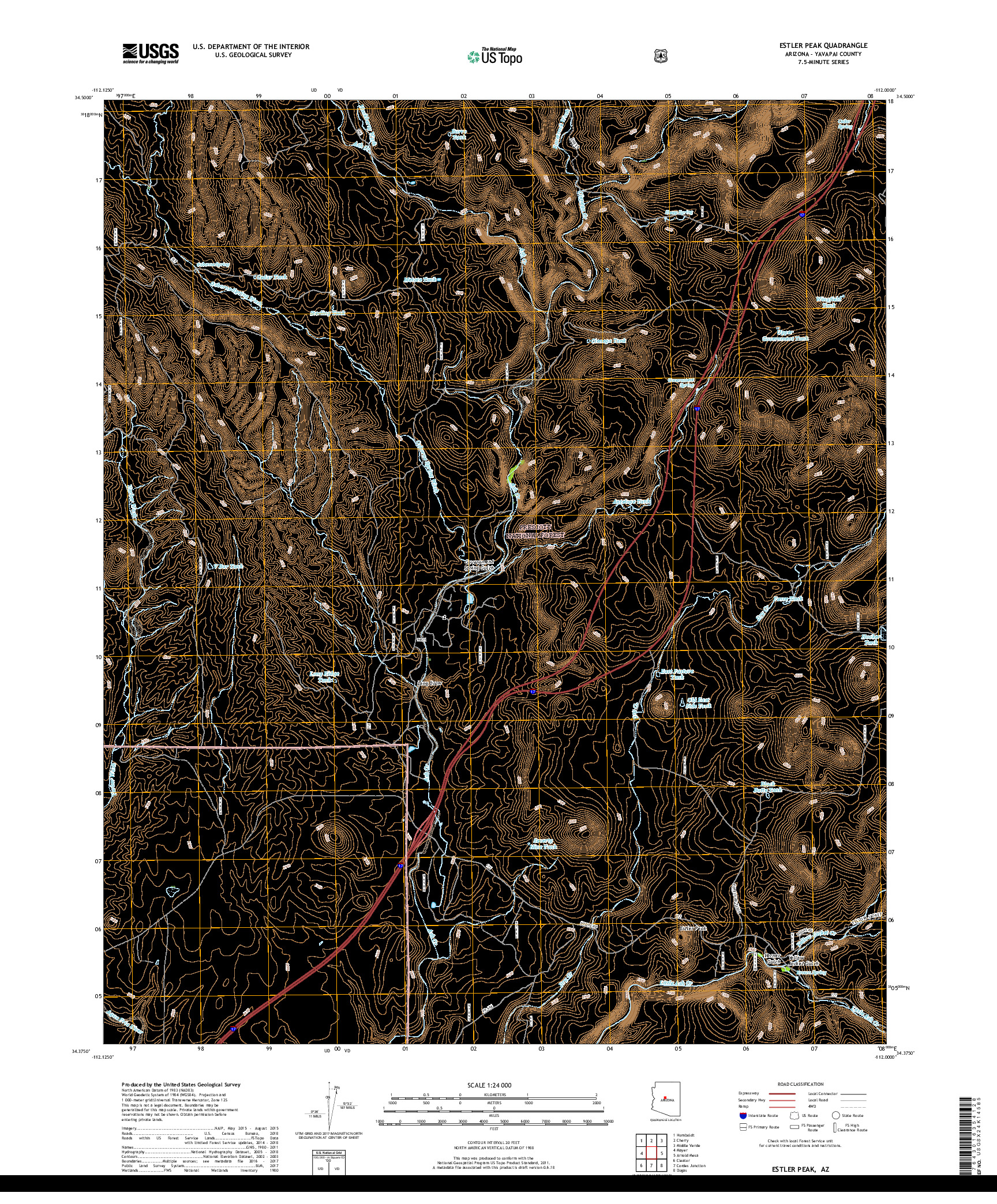USGS US TOPO 7.5-MINUTE MAP FOR ESTLER PEAK, AZ 2018