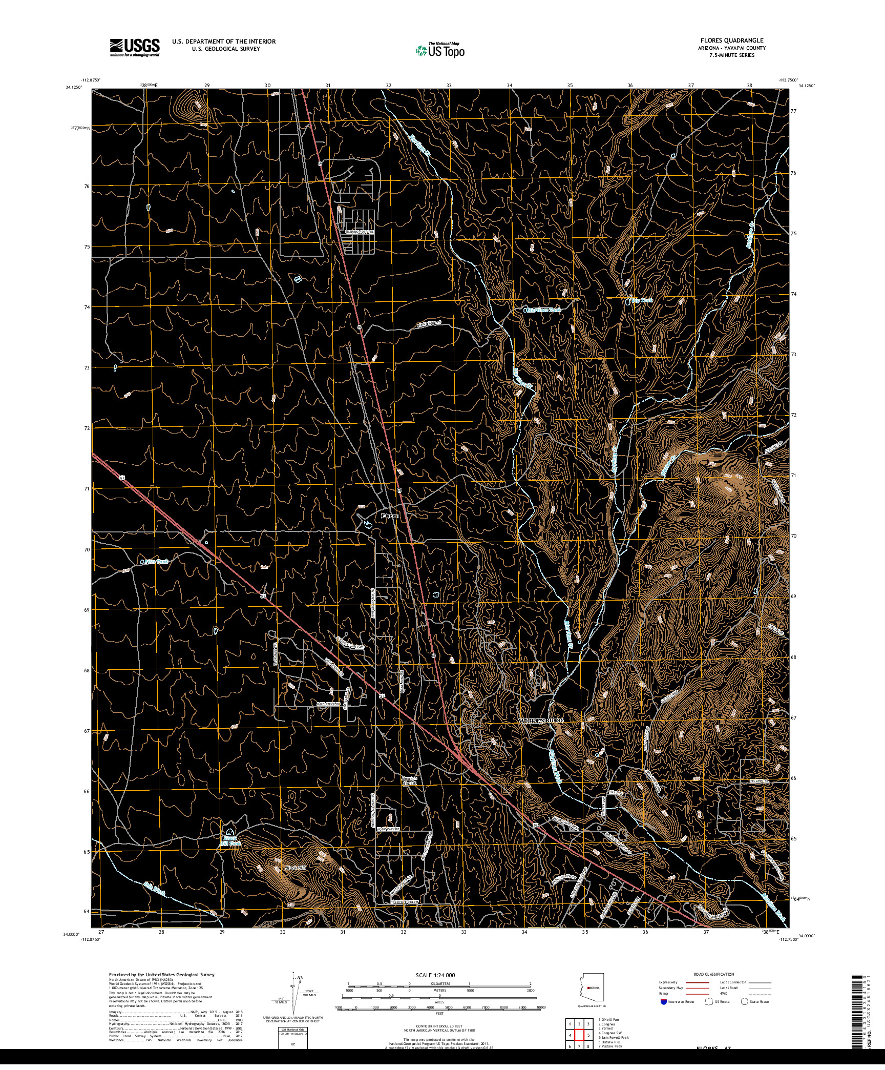 USGS US TOPO 7.5-MINUTE MAP FOR FLORES, AZ 2018