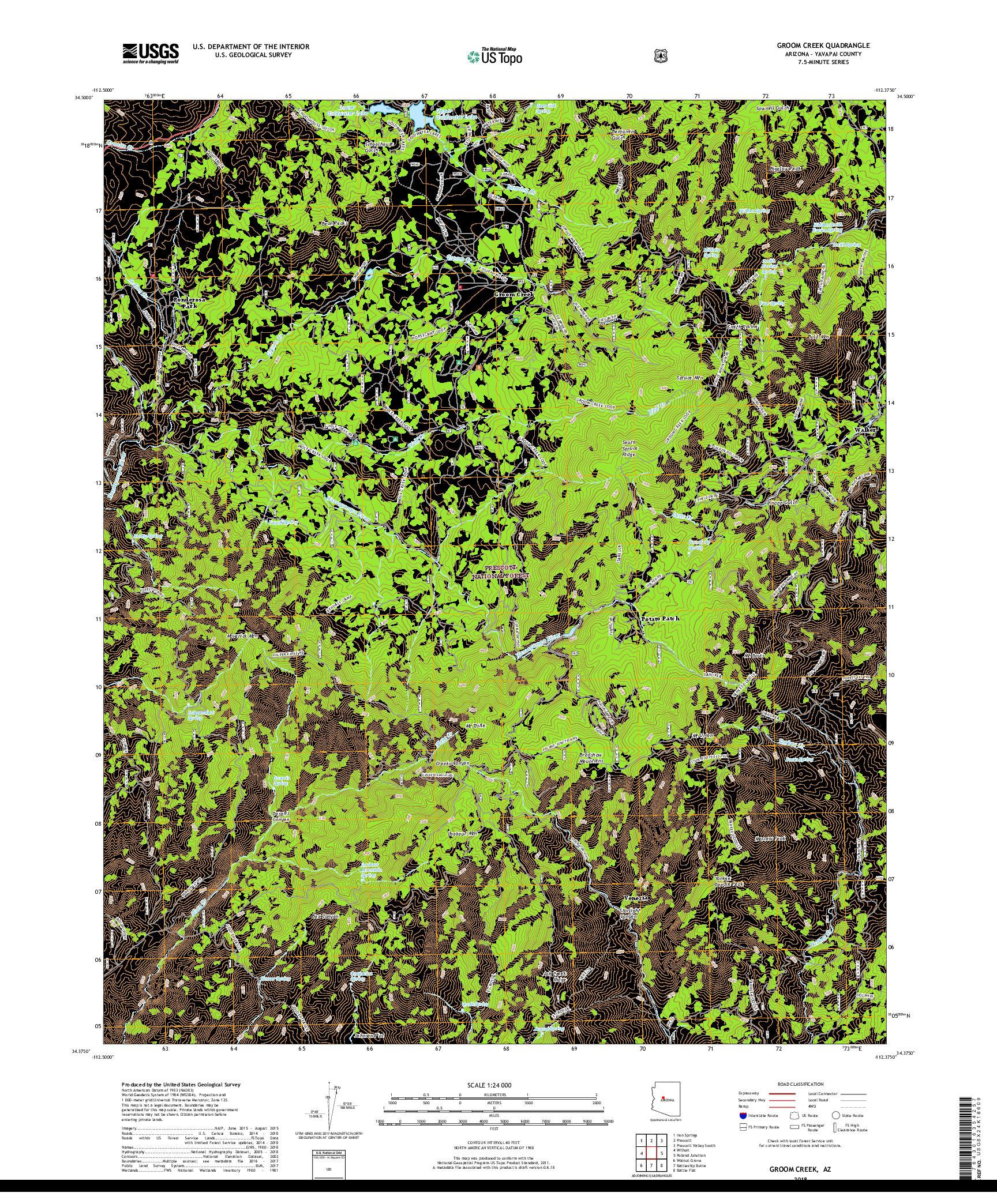 USGS US TOPO 7.5-MINUTE MAP FOR GROOM CREEK, AZ 2018