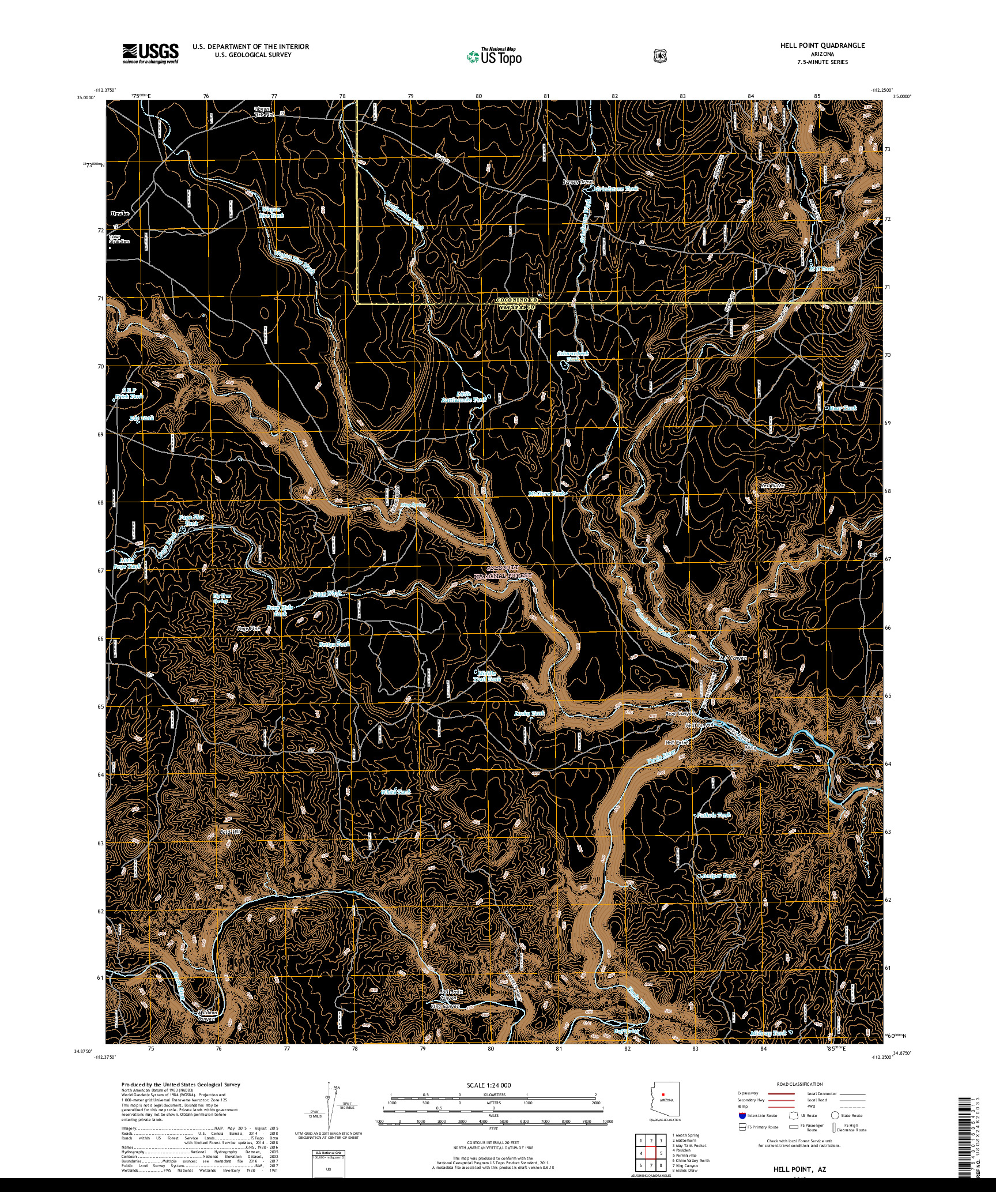 USGS US TOPO 7.5-MINUTE MAP FOR HELL POINT, AZ 2018