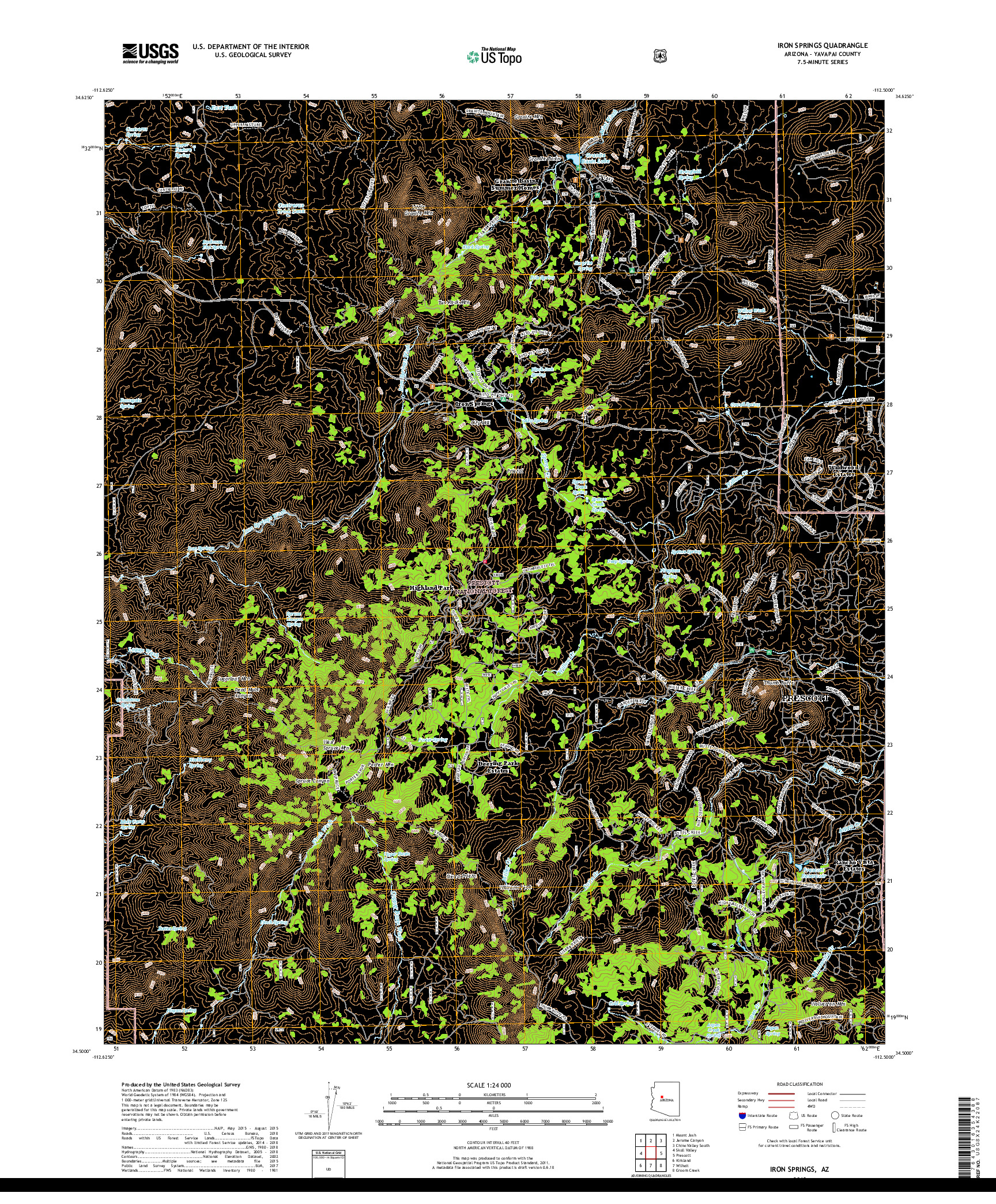 USGS US TOPO 7.5-MINUTE MAP FOR IRON SPRINGS, AZ 2018