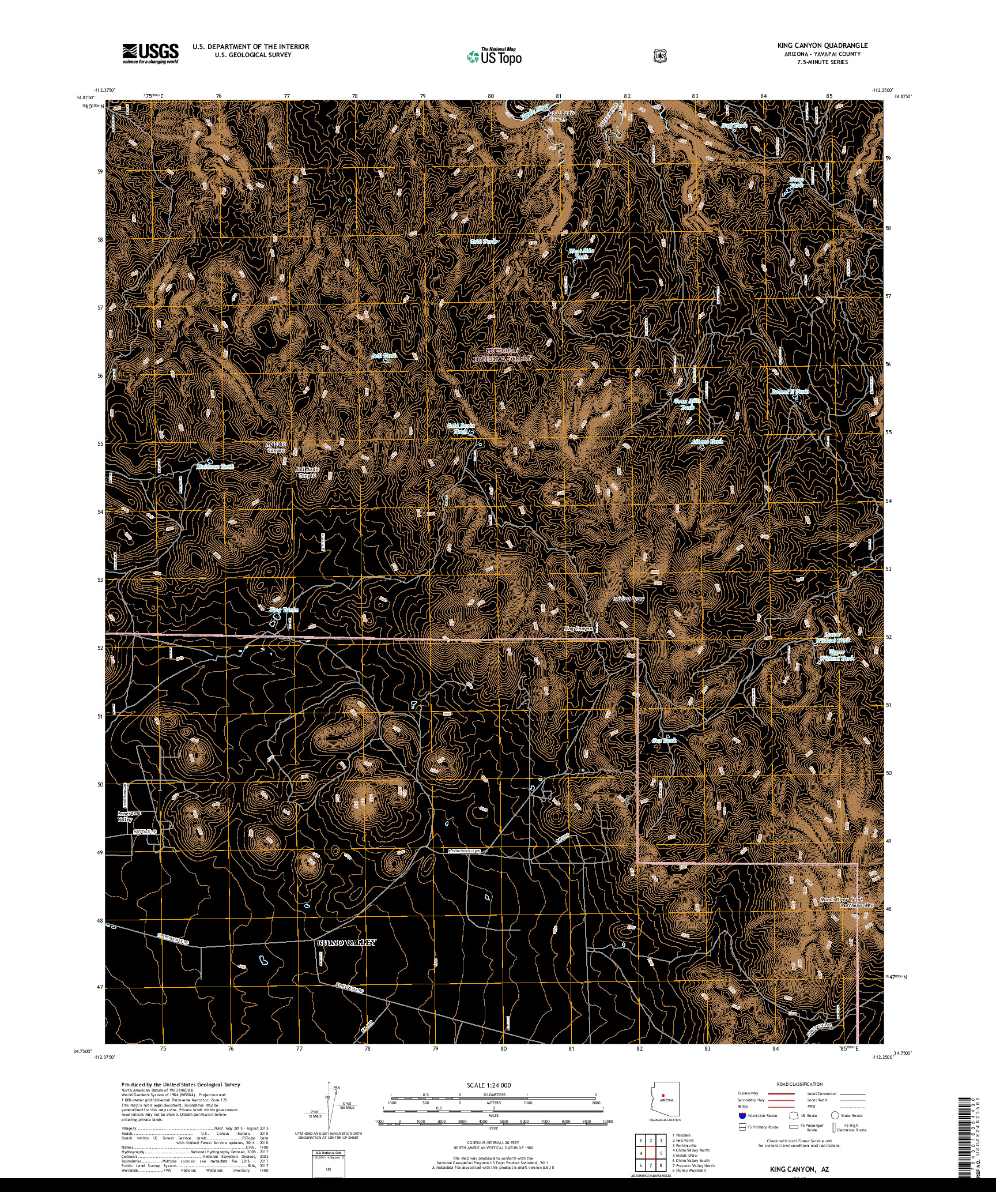 USGS US TOPO 7.5-MINUTE MAP FOR KING CANYON, AZ 2018