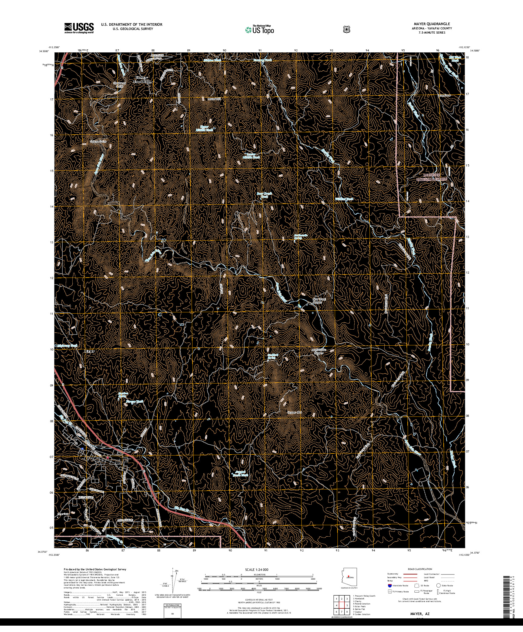 USGS US TOPO 7.5-MINUTE MAP FOR MAYER, AZ 2018