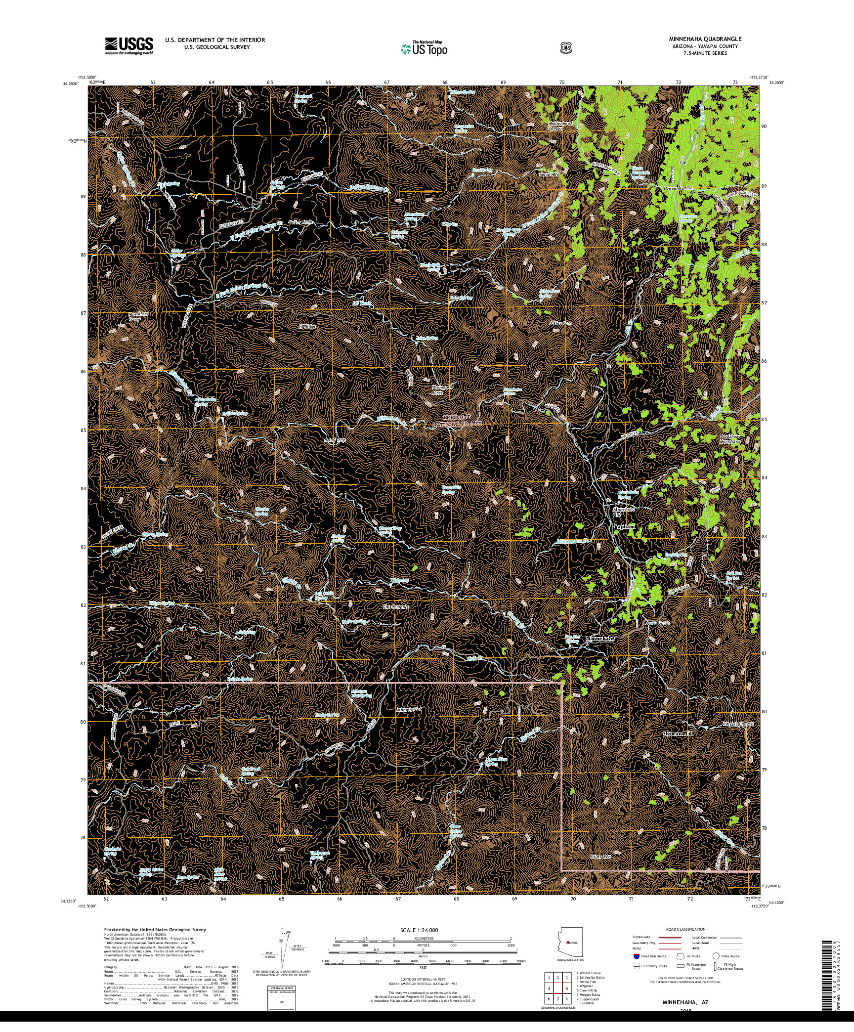 USGS US TOPO 7.5-MINUTE MAP FOR MINNEHAHA, AZ 2018