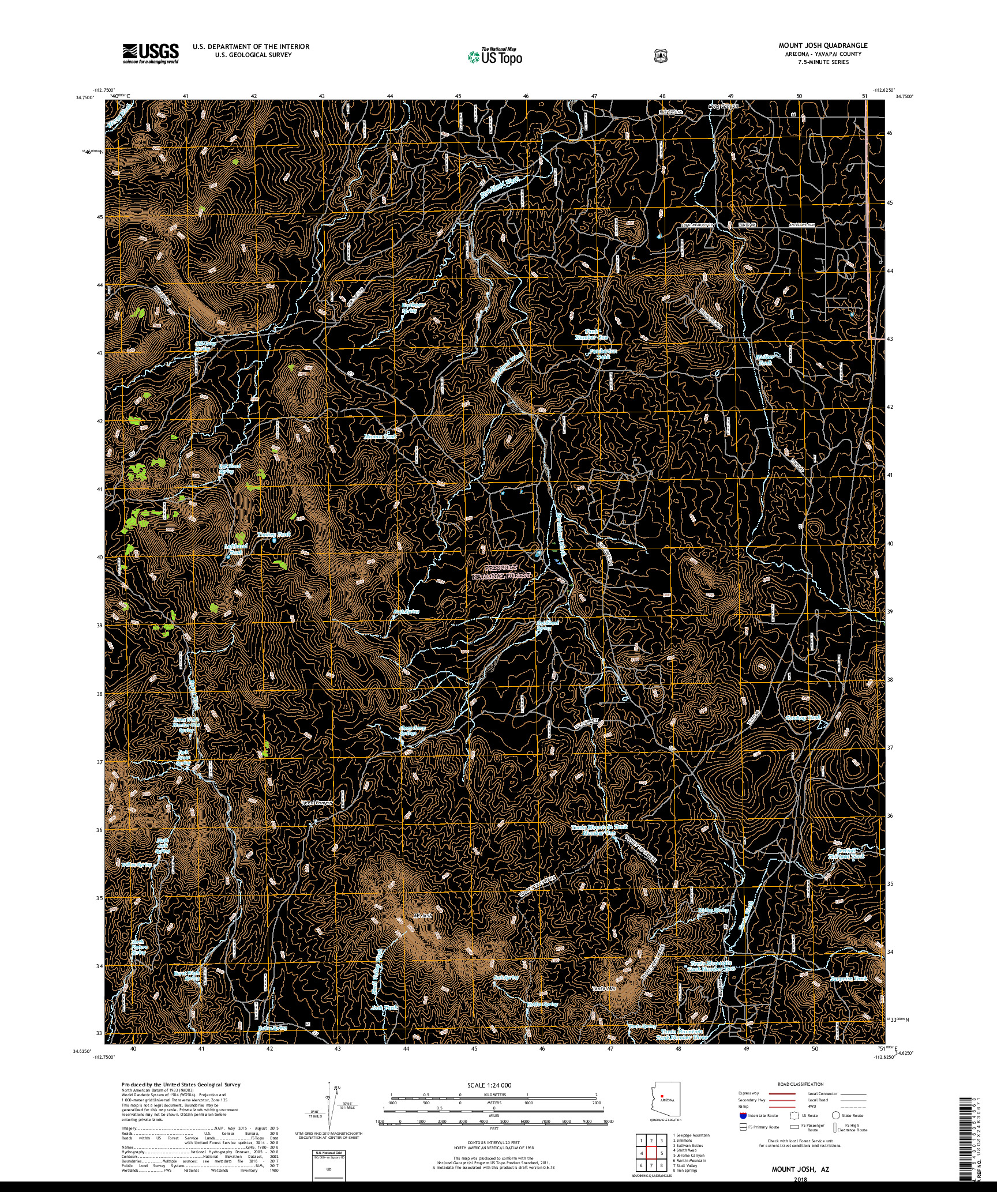 USGS US TOPO 7.5-MINUTE MAP FOR MOUNT JOSH, AZ 2018