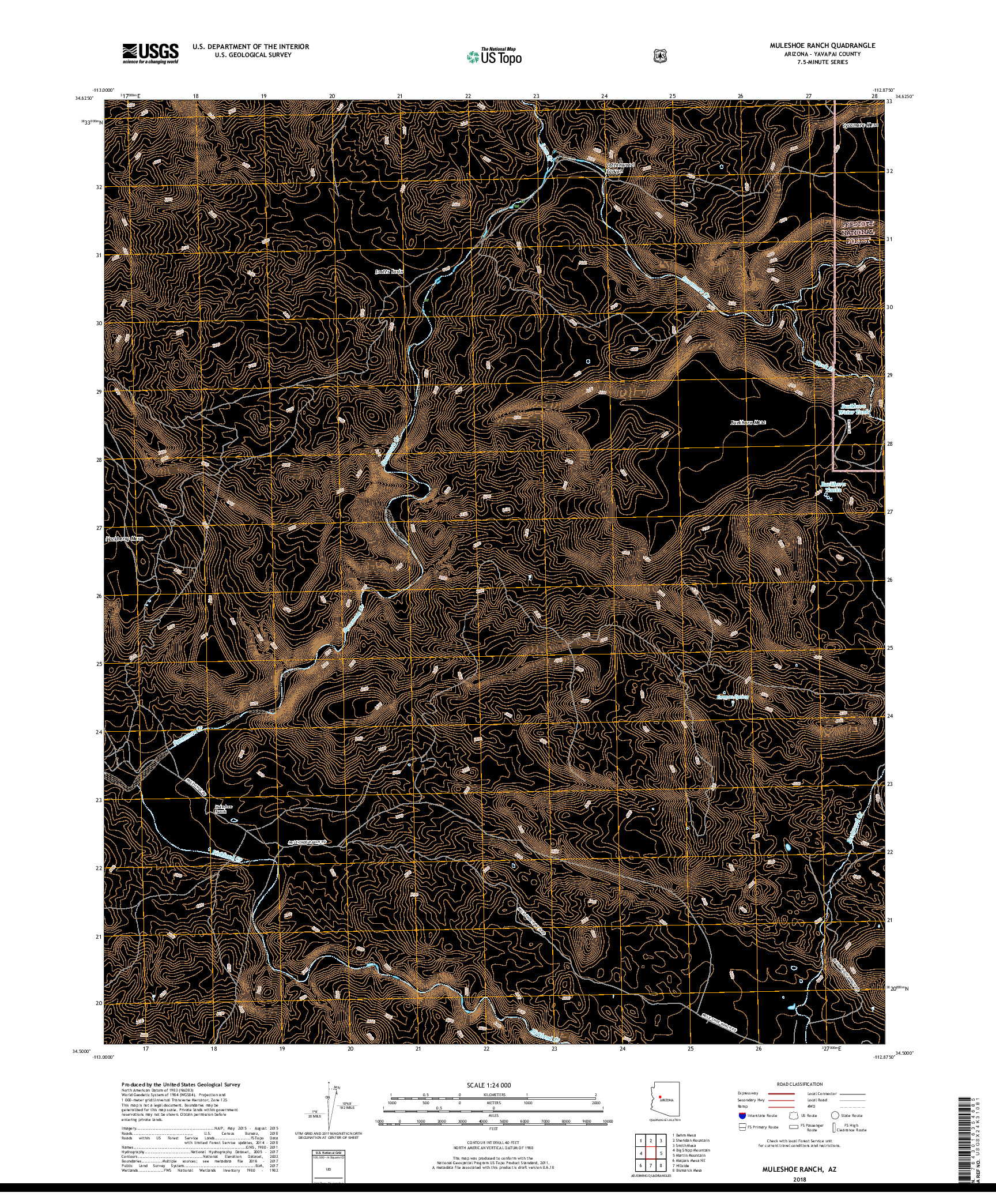 USGS US TOPO 7.5-MINUTE MAP FOR MULESHOE RANCH, AZ 2018