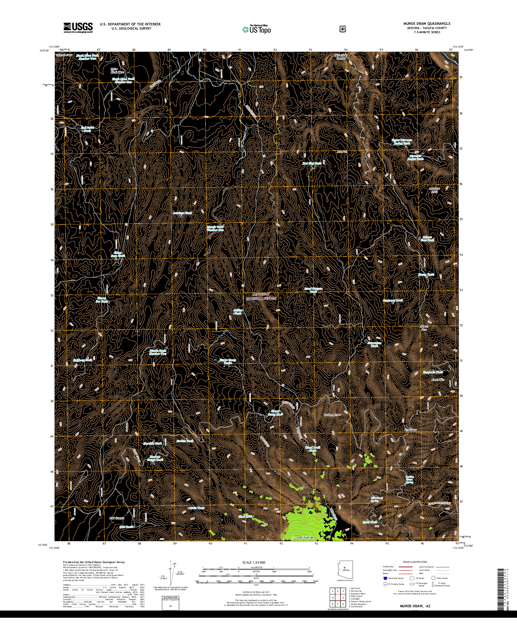 USGS US TOPO 7.5-MINUTE MAP FOR MUNDS DRAW, AZ 2018