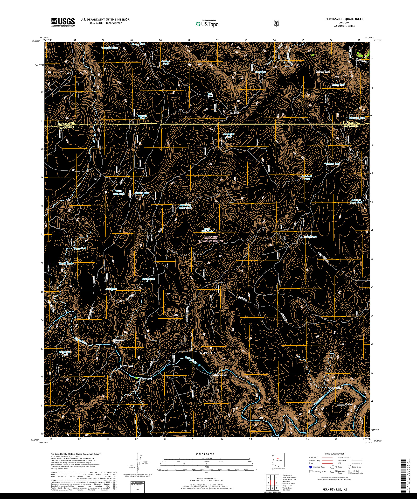 USGS US TOPO 7.5-MINUTE MAP FOR PERKINSVILLE, AZ 2018