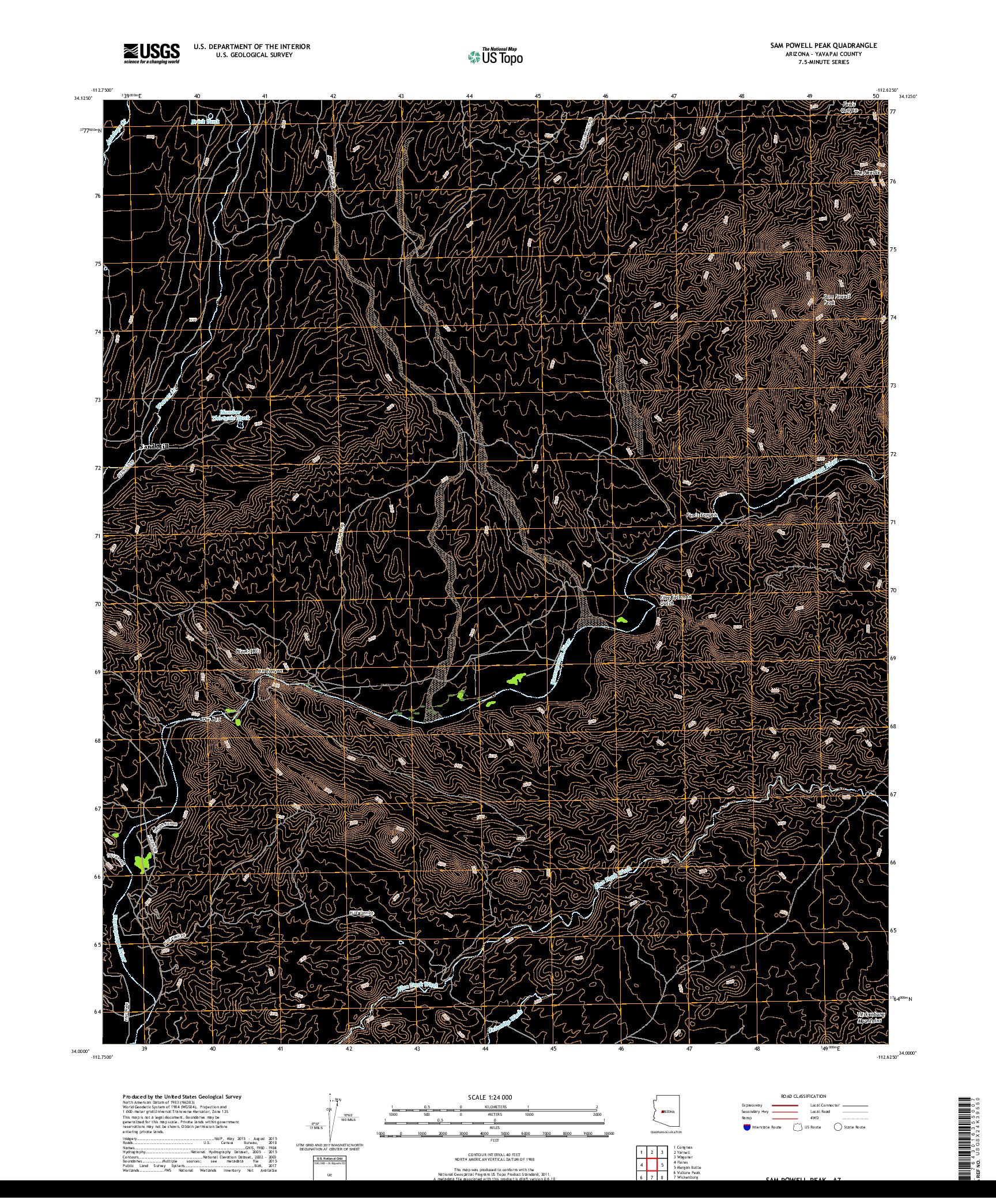 USGS US TOPO 7.5-MINUTE MAP FOR SAM POWELL PEAK, AZ 2018