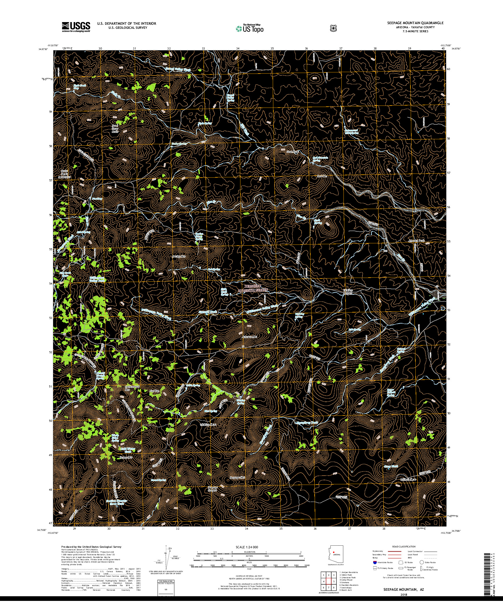 USGS US TOPO 7.5-MINUTE MAP FOR SEEPAGE MOUNTAIN, AZ 2018