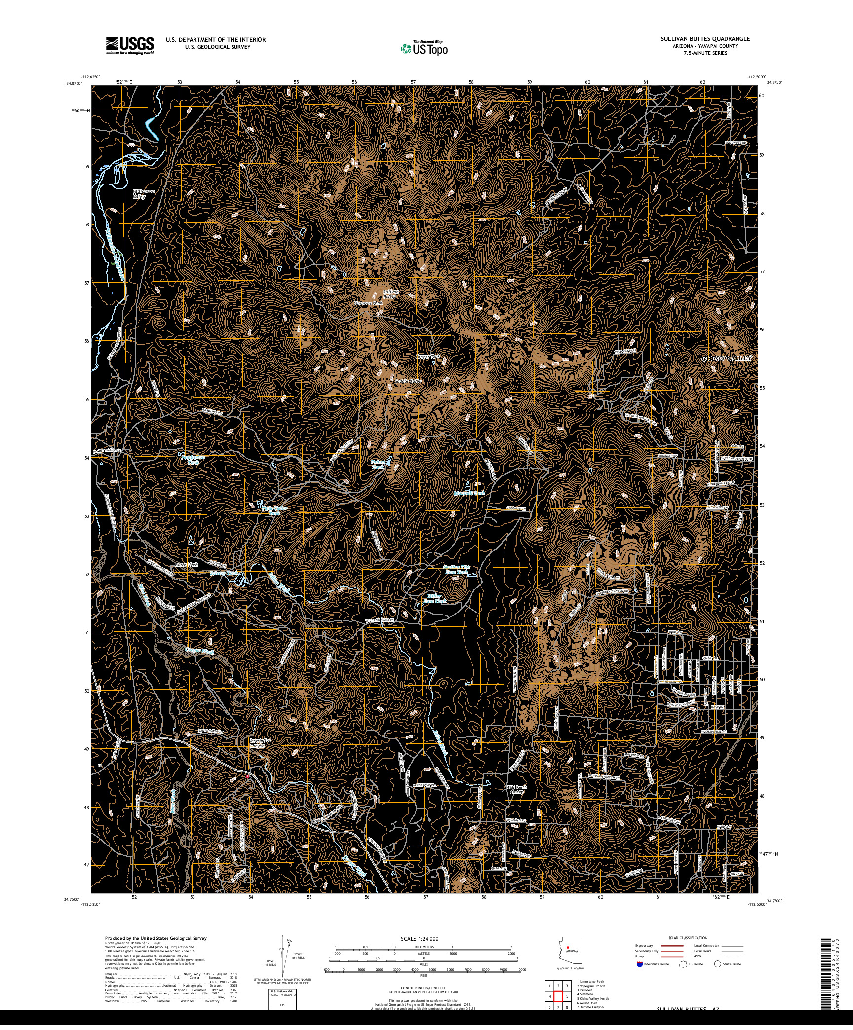 USGS US TOPO 7.5-MINUTE MAP FOR SULLIVAN BUTTES, AZ 2018