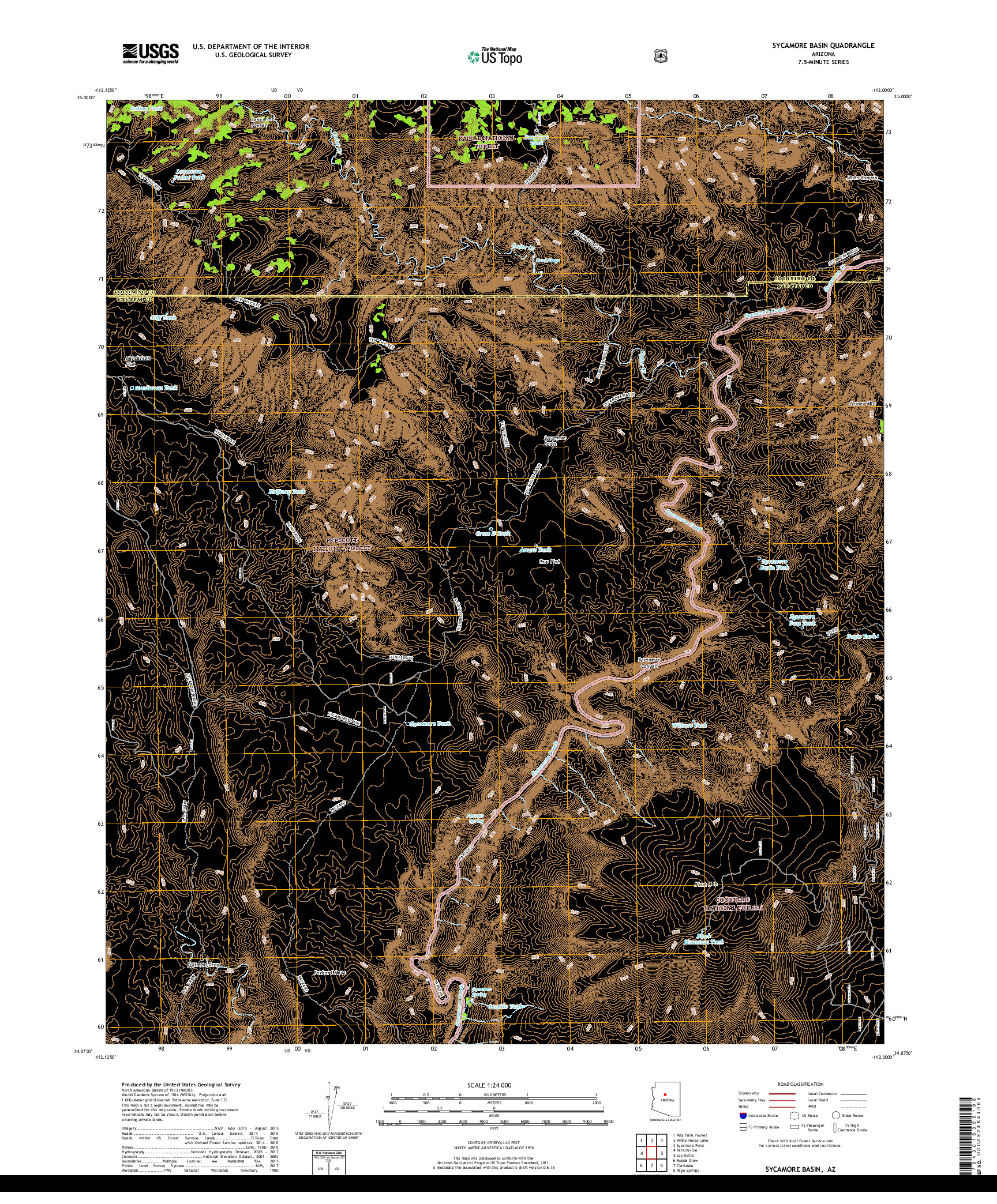 USGS US TOPO 7.5-MINUTE MAP FOR SYCAMORE BASIN, AZ 2018