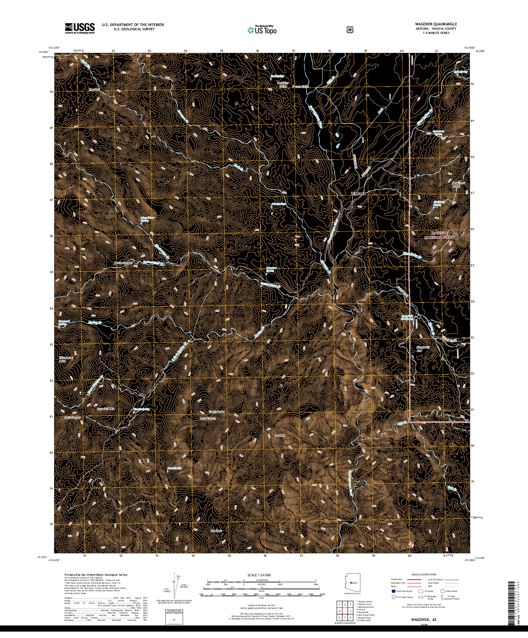 USGS US TOPO 7.5-MINUTE MAP FOR WAGONER, AZ 2018