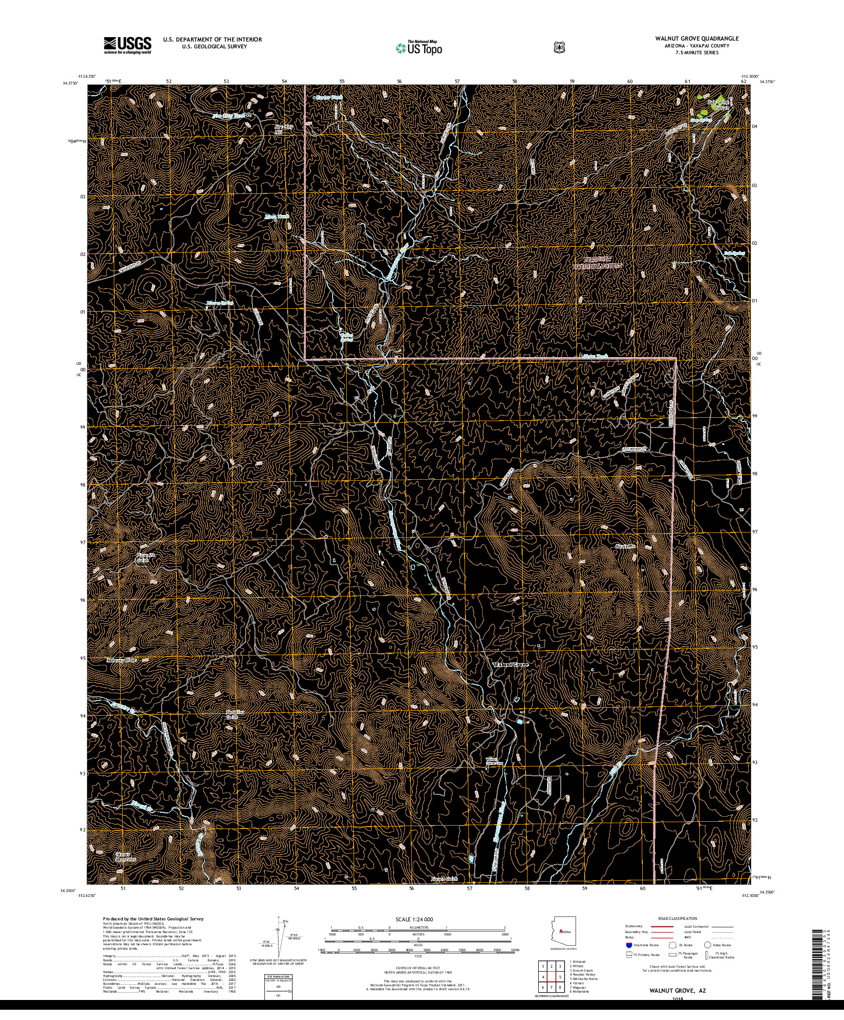 USGS US TOPO 7.5-MINUTE MAP FOR WALNUT GROVE, AZ 2018