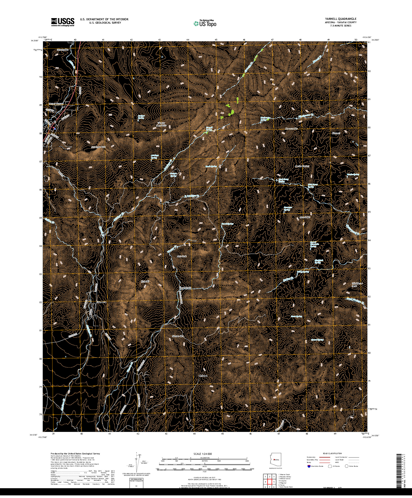 USGS US TOPO 7.5-MINUTE MAP FOR YARNELL, AZ 2018