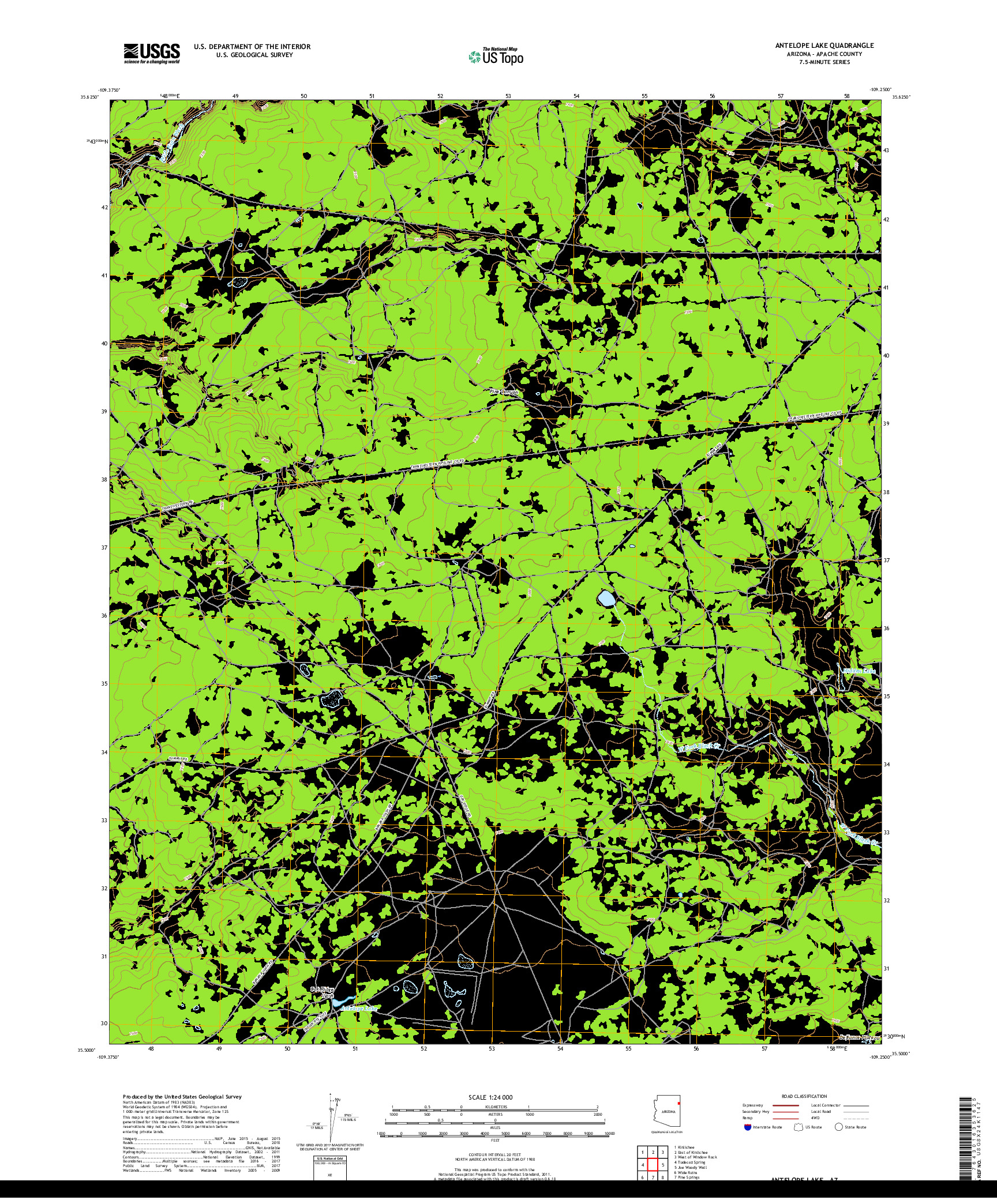 USGS US TOPO 7.5-MINUTE MAP FOR ANTELOPE LAKE, AZ 2018