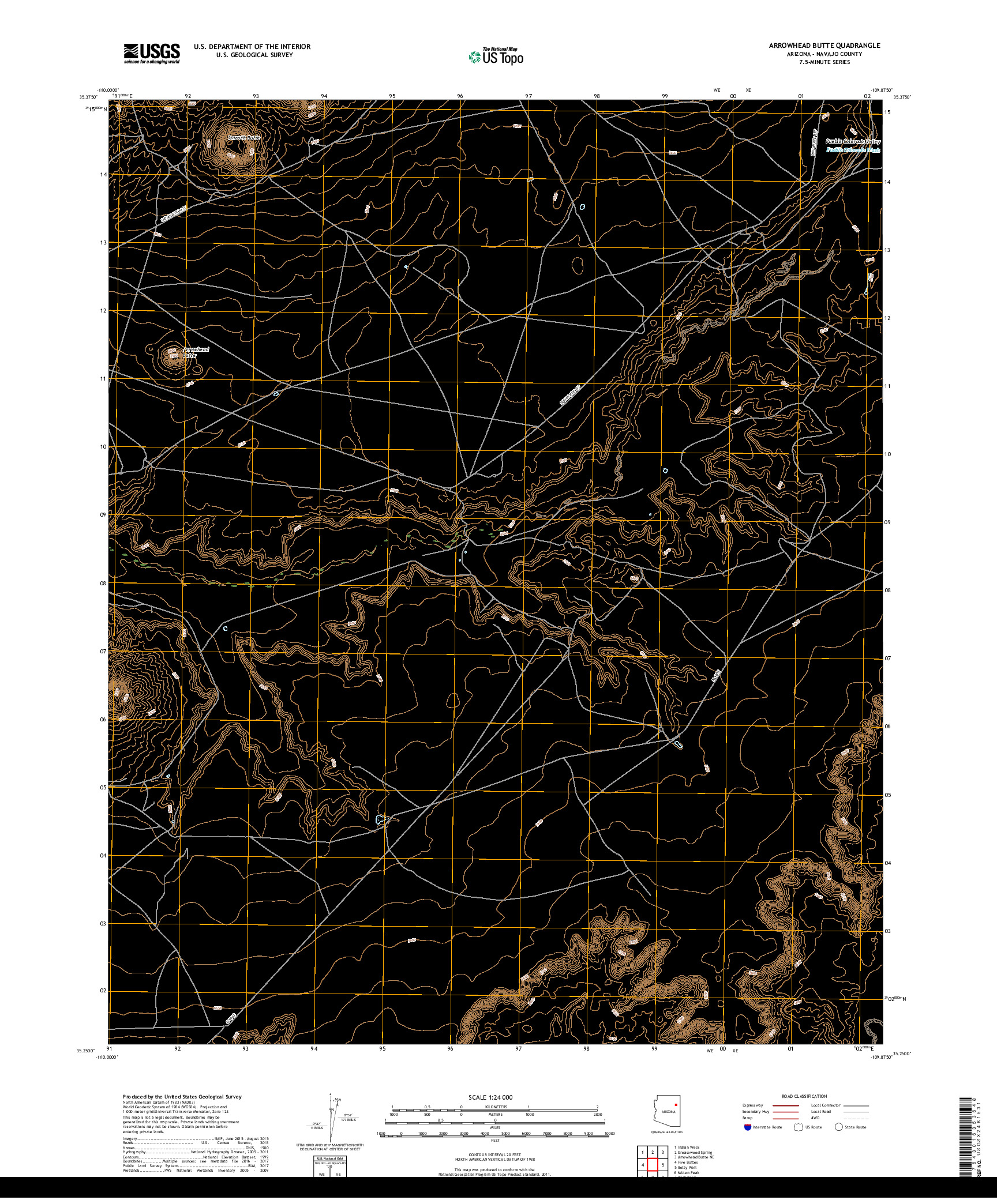 USGS US TOPO 7.5-MINUTE MAP FOR ARROWHEAD BUTTE, AZ 2018