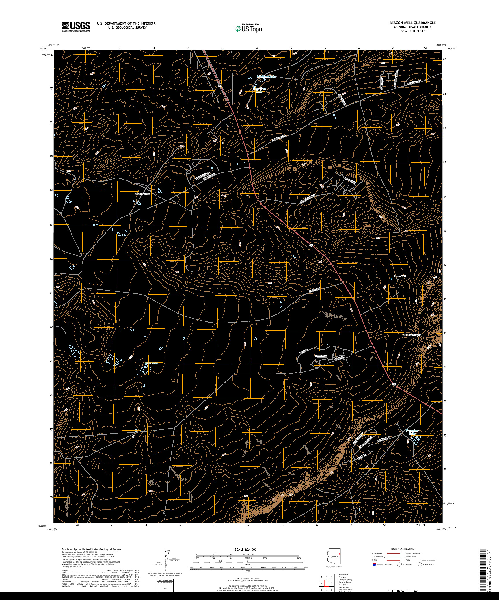 USGS US TOPO 7.5-MINUTE MAP FOR BEACON WELL, AZ 2018