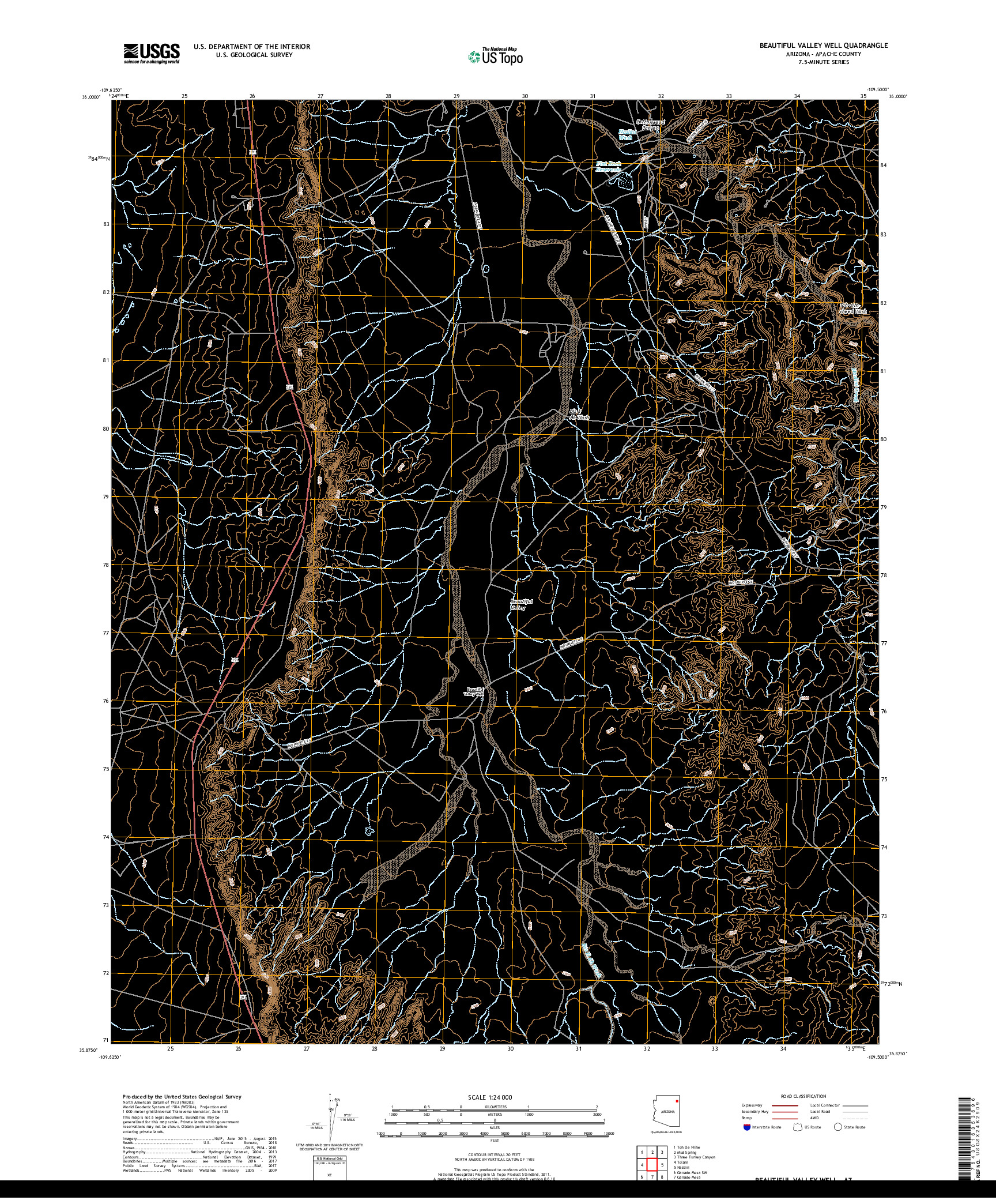 USGS US TOPO 7.5-MINUTE MAP FOR BEAUTIFUL VALLEY WELL, AZ 2018