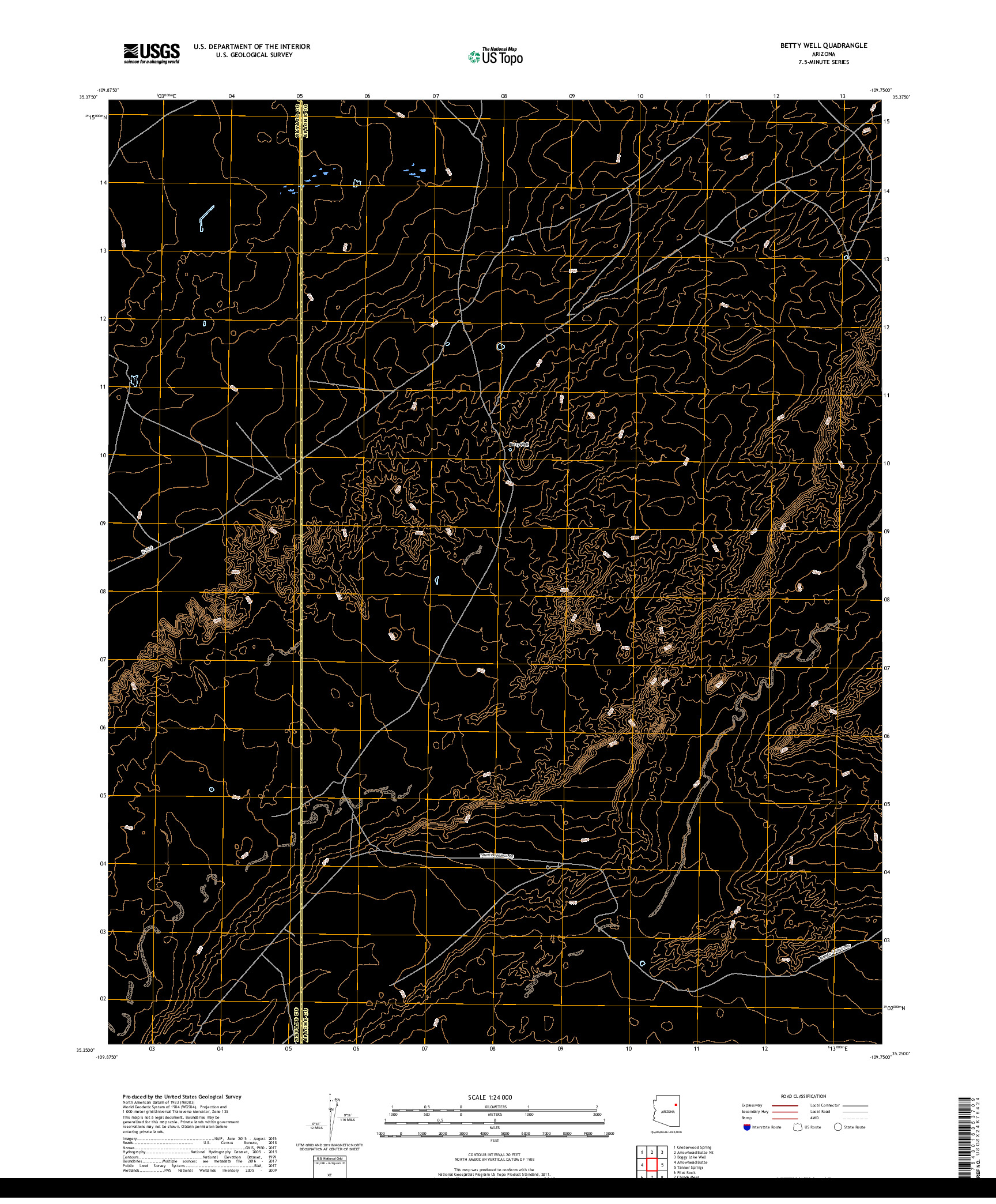 USGS US TOPO 7.5-MINUTE MAP FOR BETTY WELL, AZ 2018