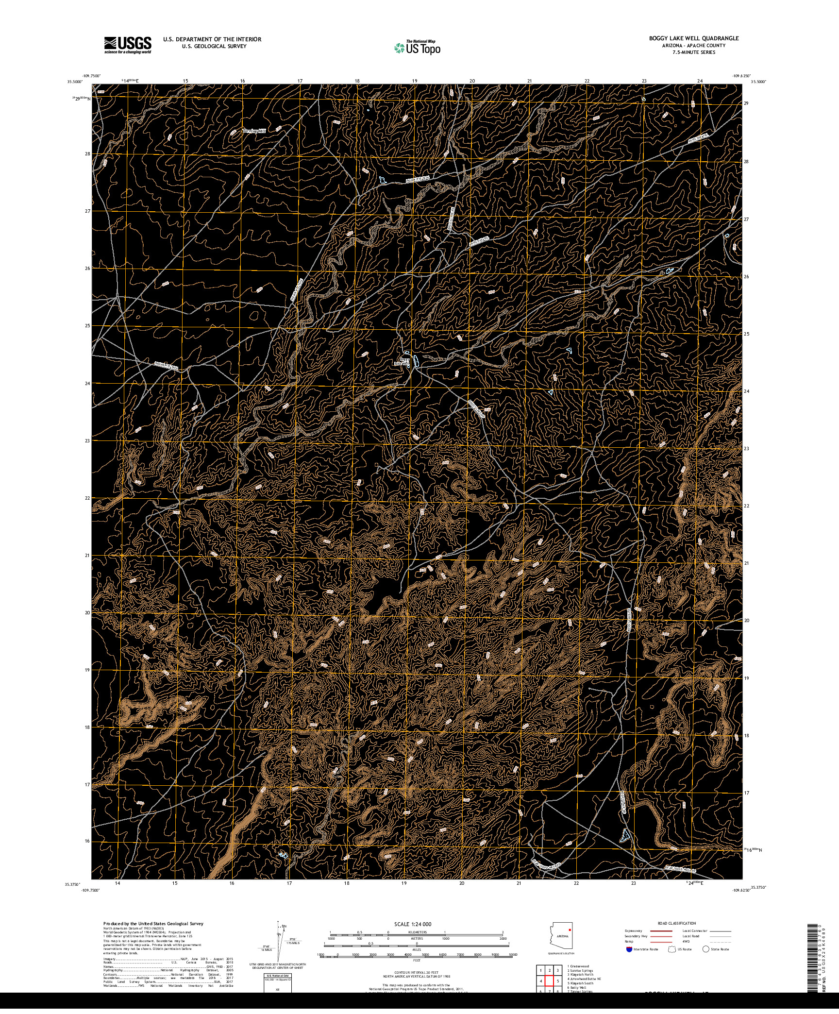 USGS US TOPO 7.5-MINUTE MAP FOR BOGGY LAKE WELL, AZ 2018