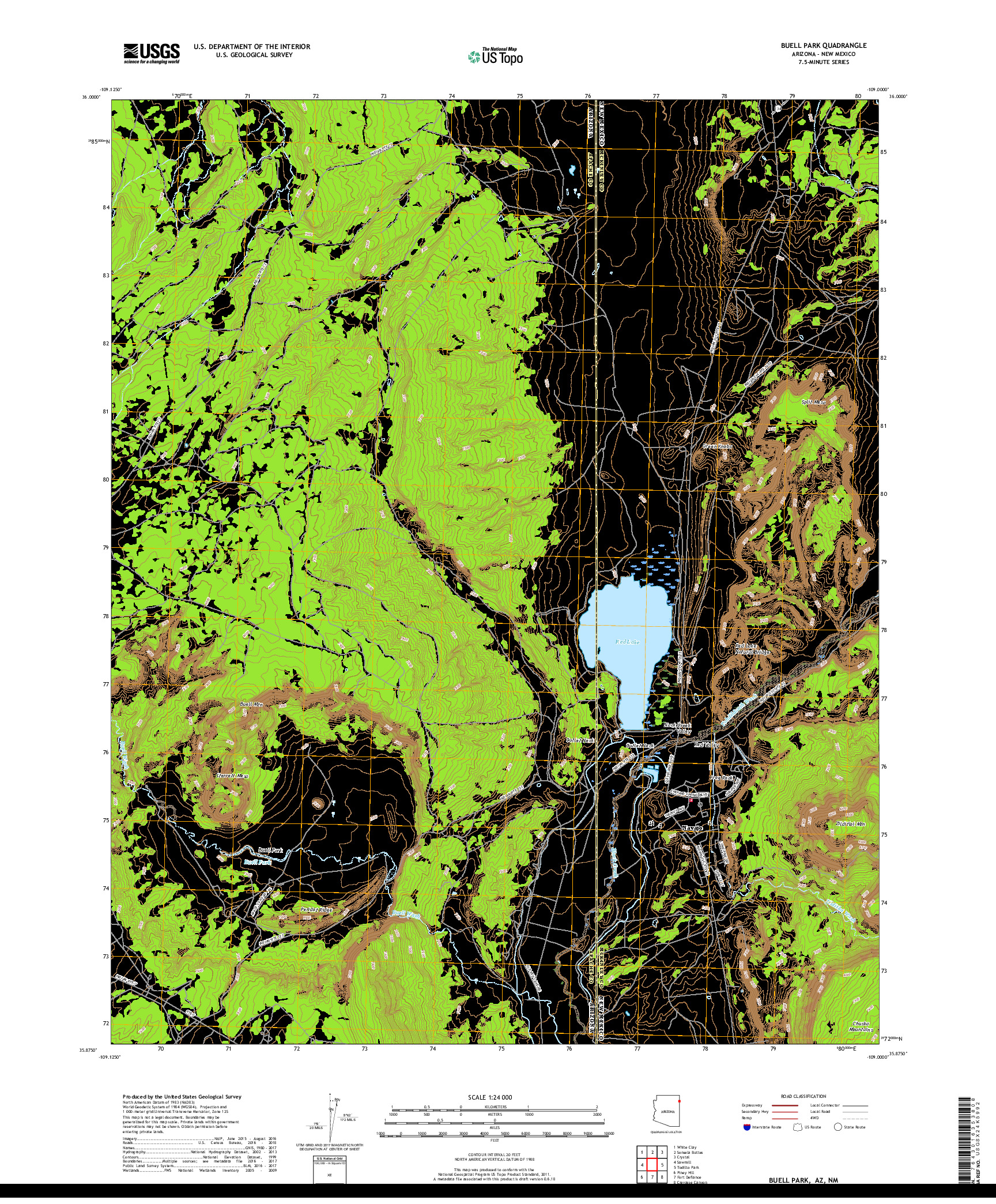 USGS US TOPO 7.5-MINUTE MAP FOR BUELL PARK, AZ,NM 2018