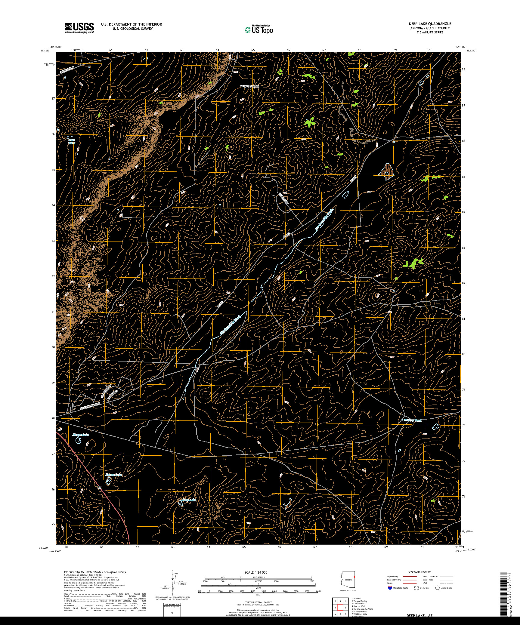 USGS US TOPO 7.5-MINUTE MAP FOR DEEP LAKE, AZ 2018