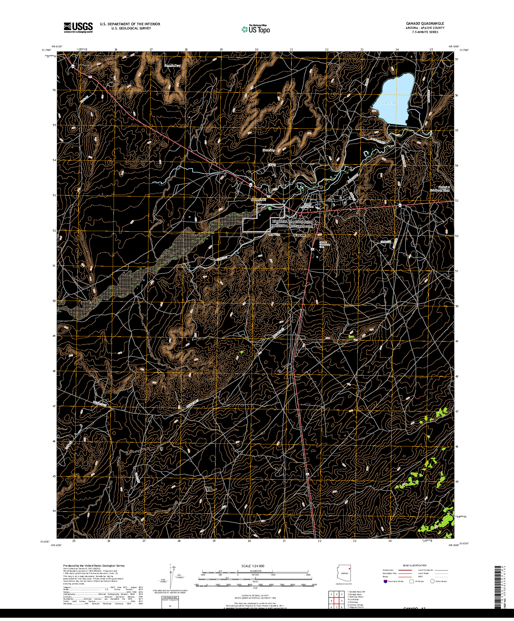 USGS US TOPO 7.5-MINUTE MAP FOR GANADO, AZ 2018