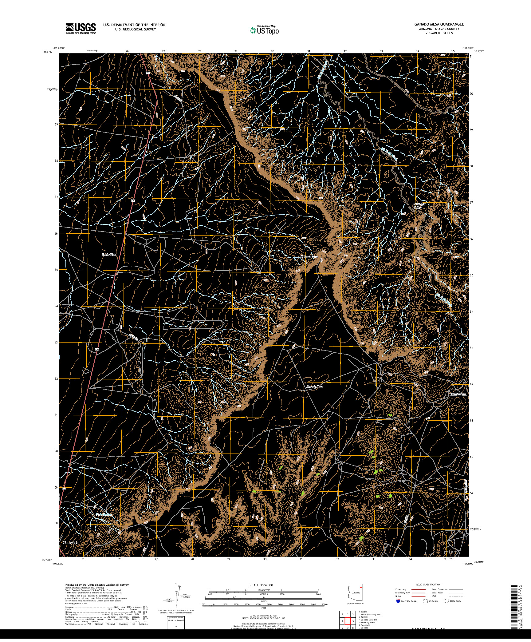 USGS US TOPO 7.5-MINUTE MAP FOR GANADO MESA, AZ 2018