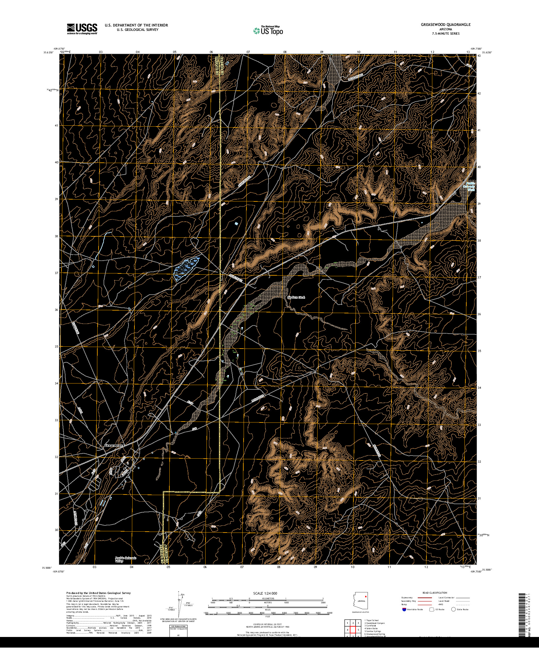 USGS US TOPO 7.5-MINUTE MAP FOR GREASEWOOD, AZ 2018