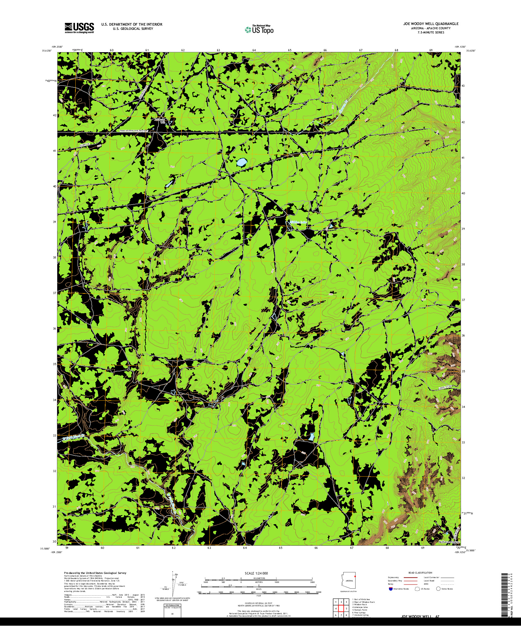 USGS US TOPO 7.5-MINUTE MAP FOR JOE WOODY WELL, AZ 2018