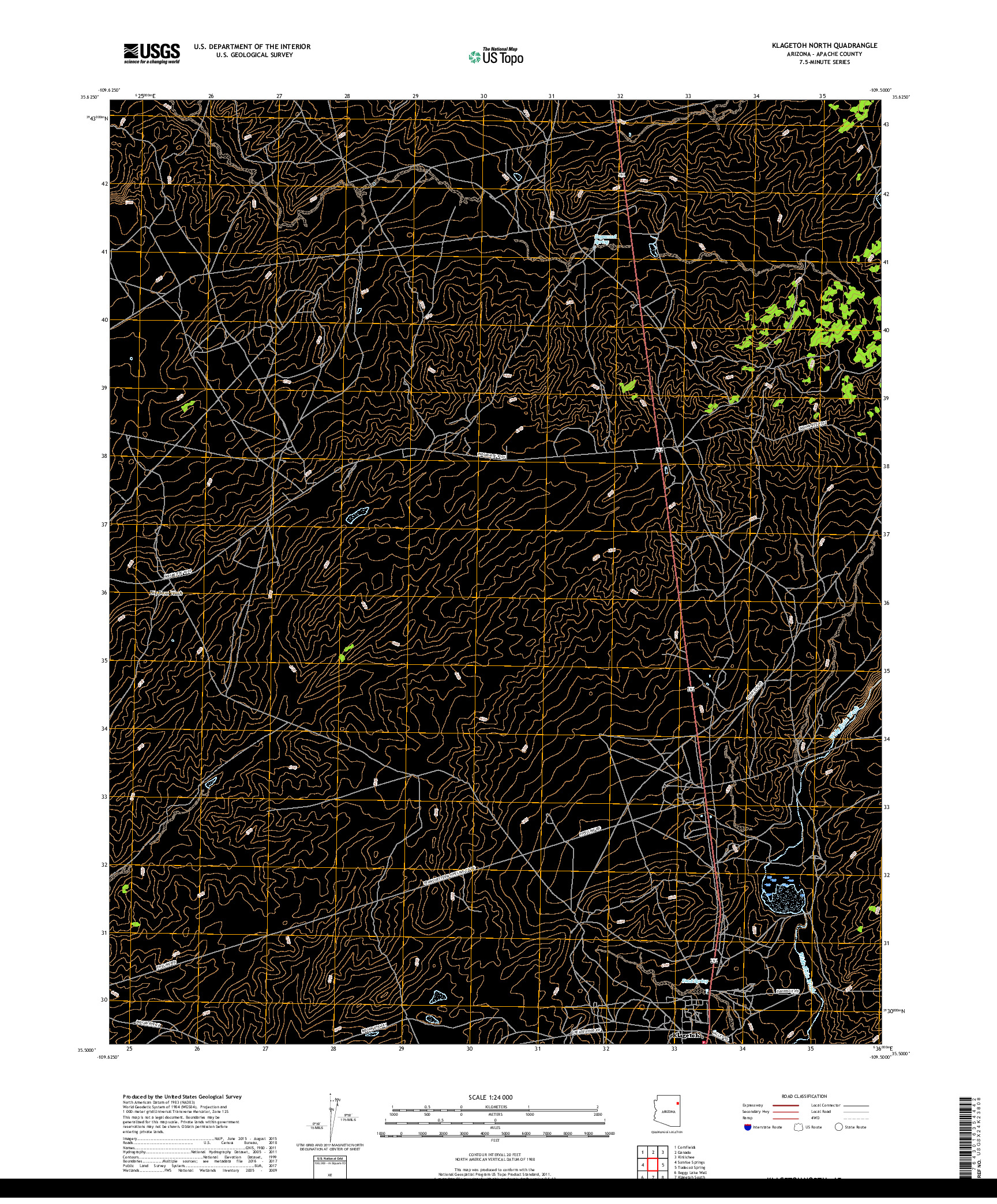 USGS US TOPO 7.5-MINUTE MAP FOR KLAGETOH NORTH, AZ 2018