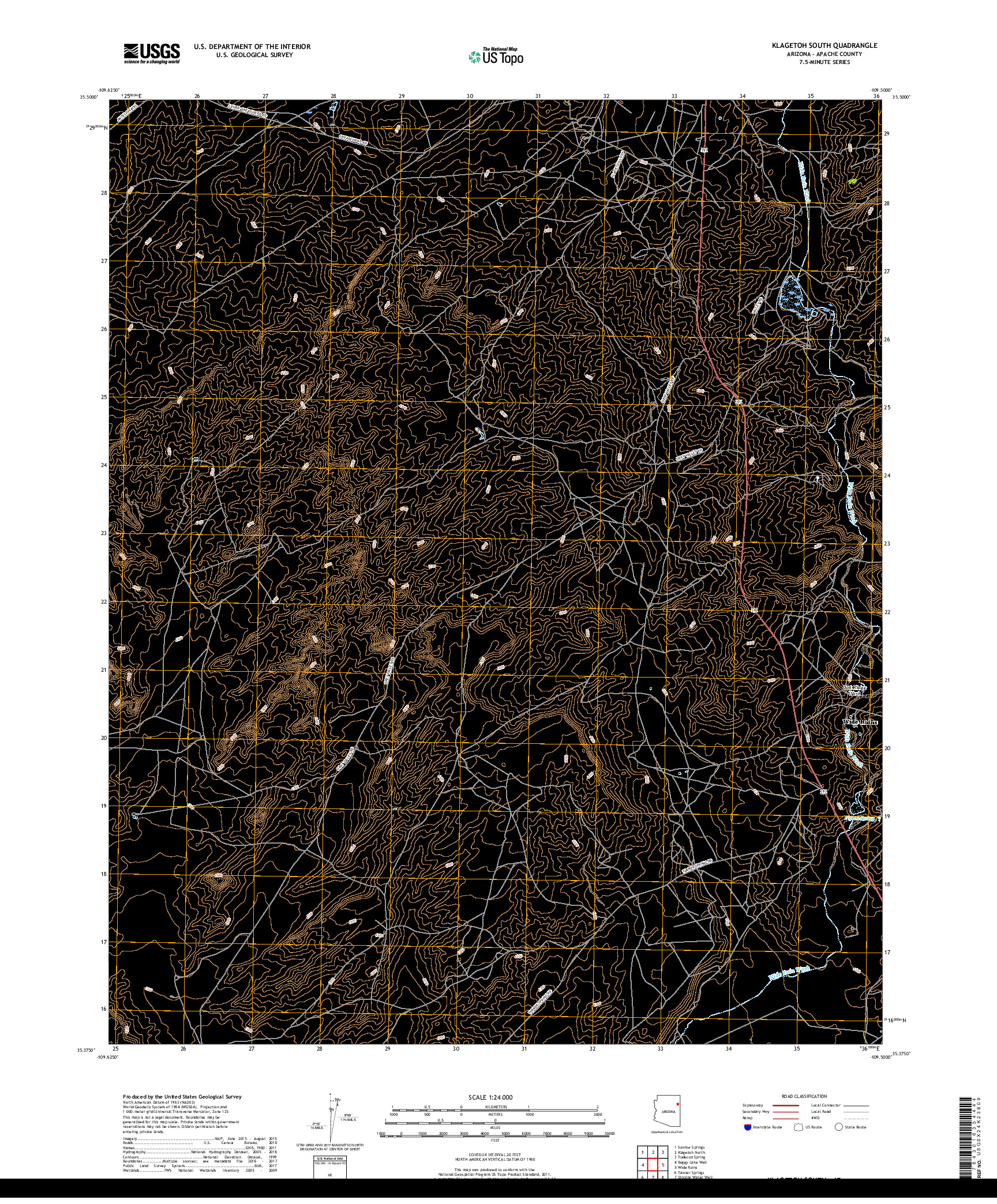 USGS US TOPO 7.5-MINUTE MAP FOR KLAGETOH SOUTH, AZ 2018