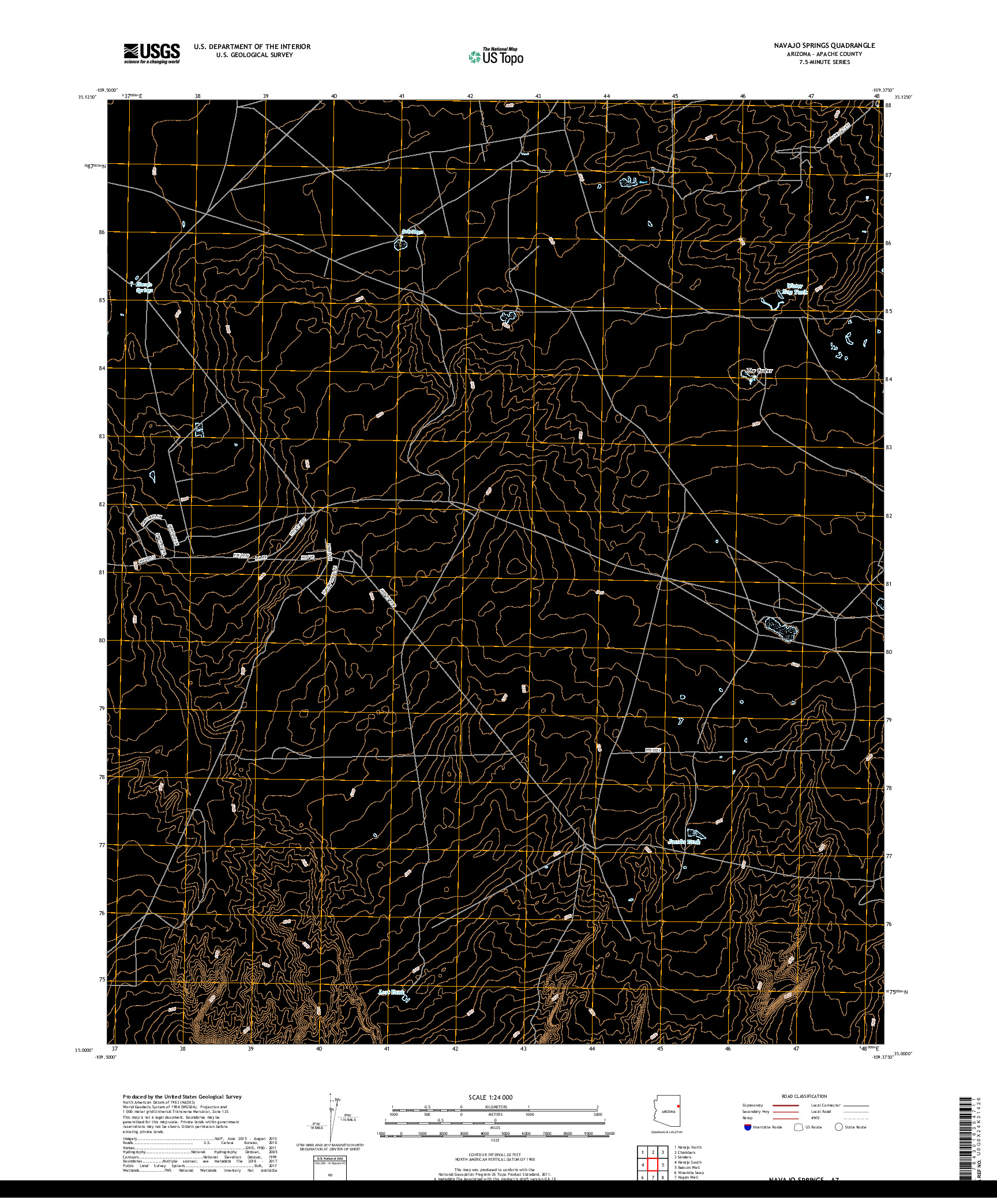 USGS US TOPO 7.5-MINUTE MAP FOR NAVAJO SPRINGS, AZ 2018