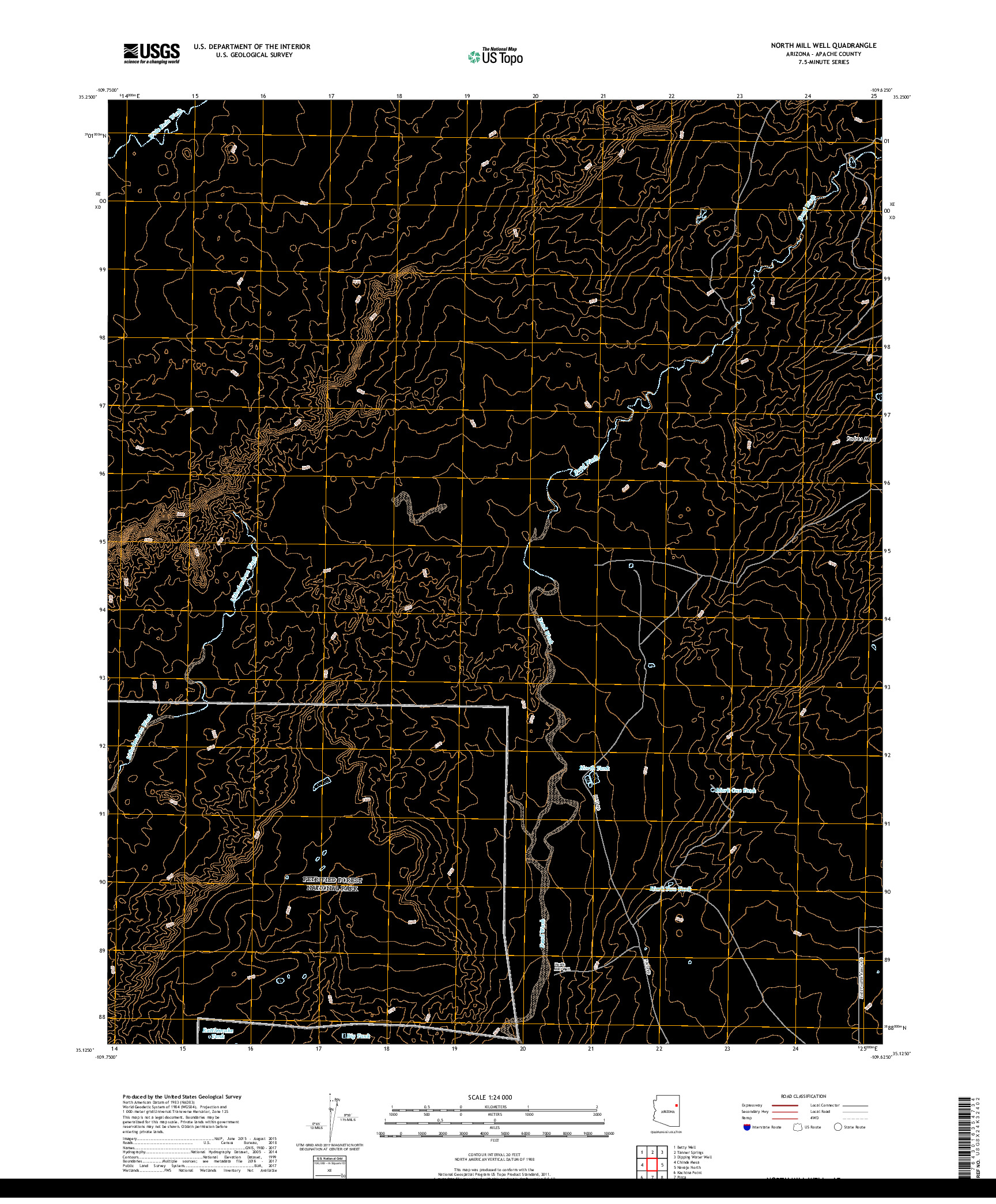 USGS US TOPO 7.5-MINUTE MAP FOR NORTH MILL WELL, AZ 2018