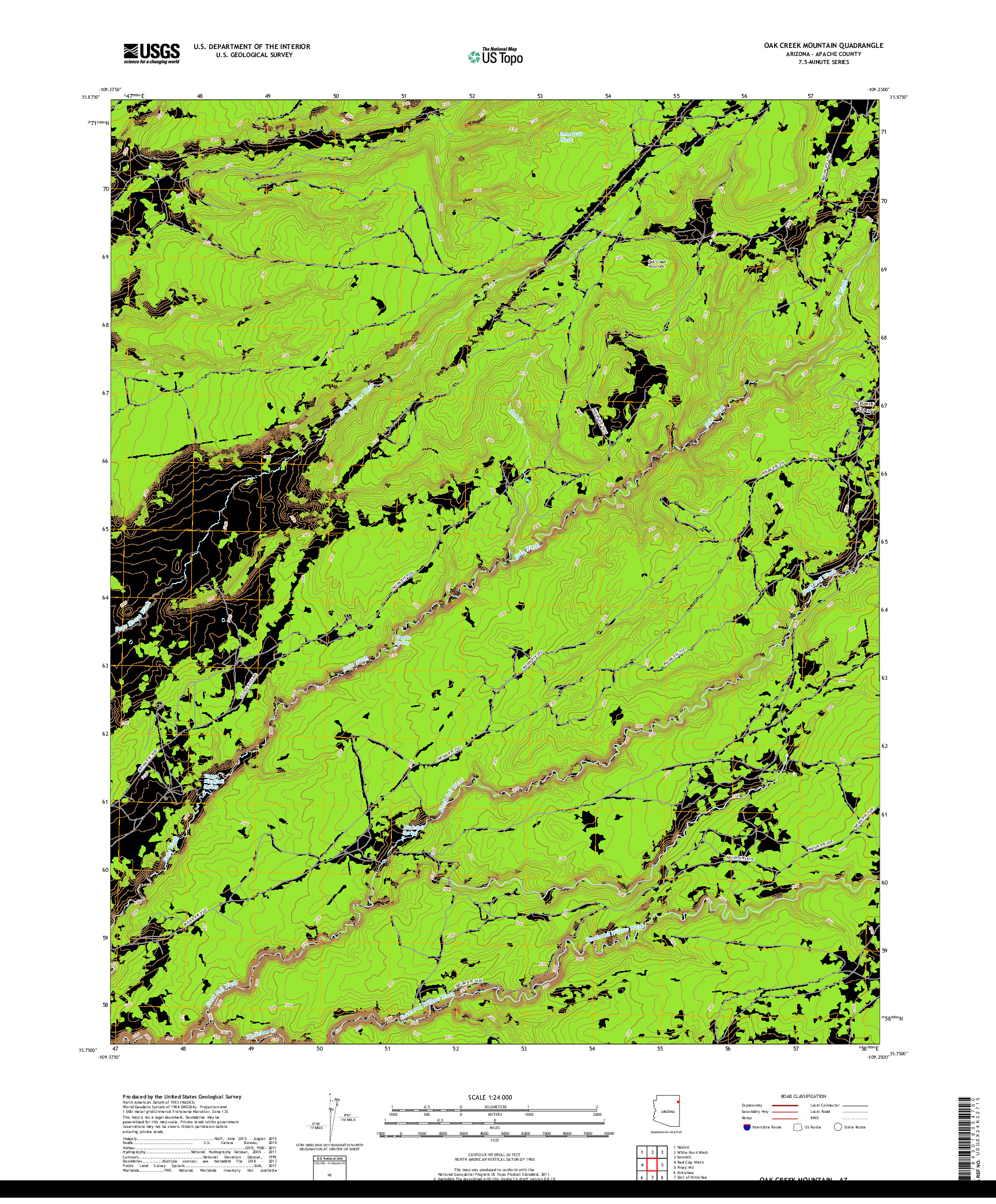 USGS US TOPO 7.5-MINUTE MAP FOR OAK CREEK MOUNTAIN, AZ 2018