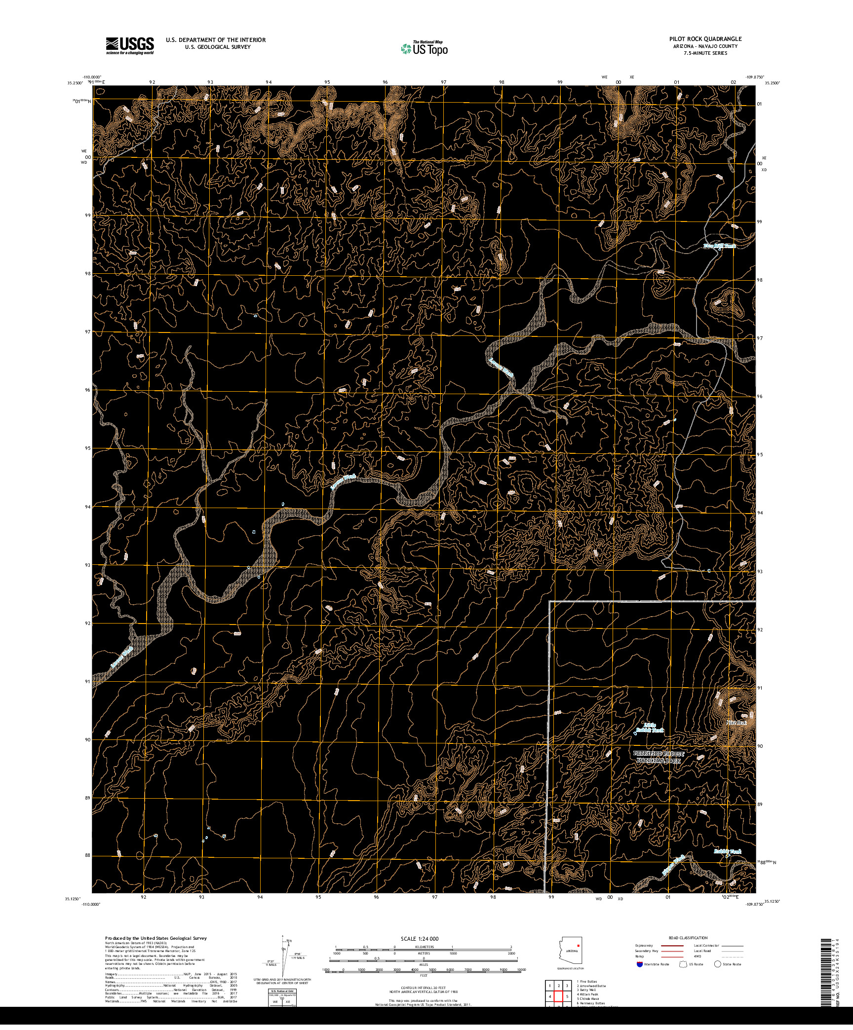 USGS US TOPO 7.5-MINUTE MAP FOR PILOT ROCK, AZ 2018