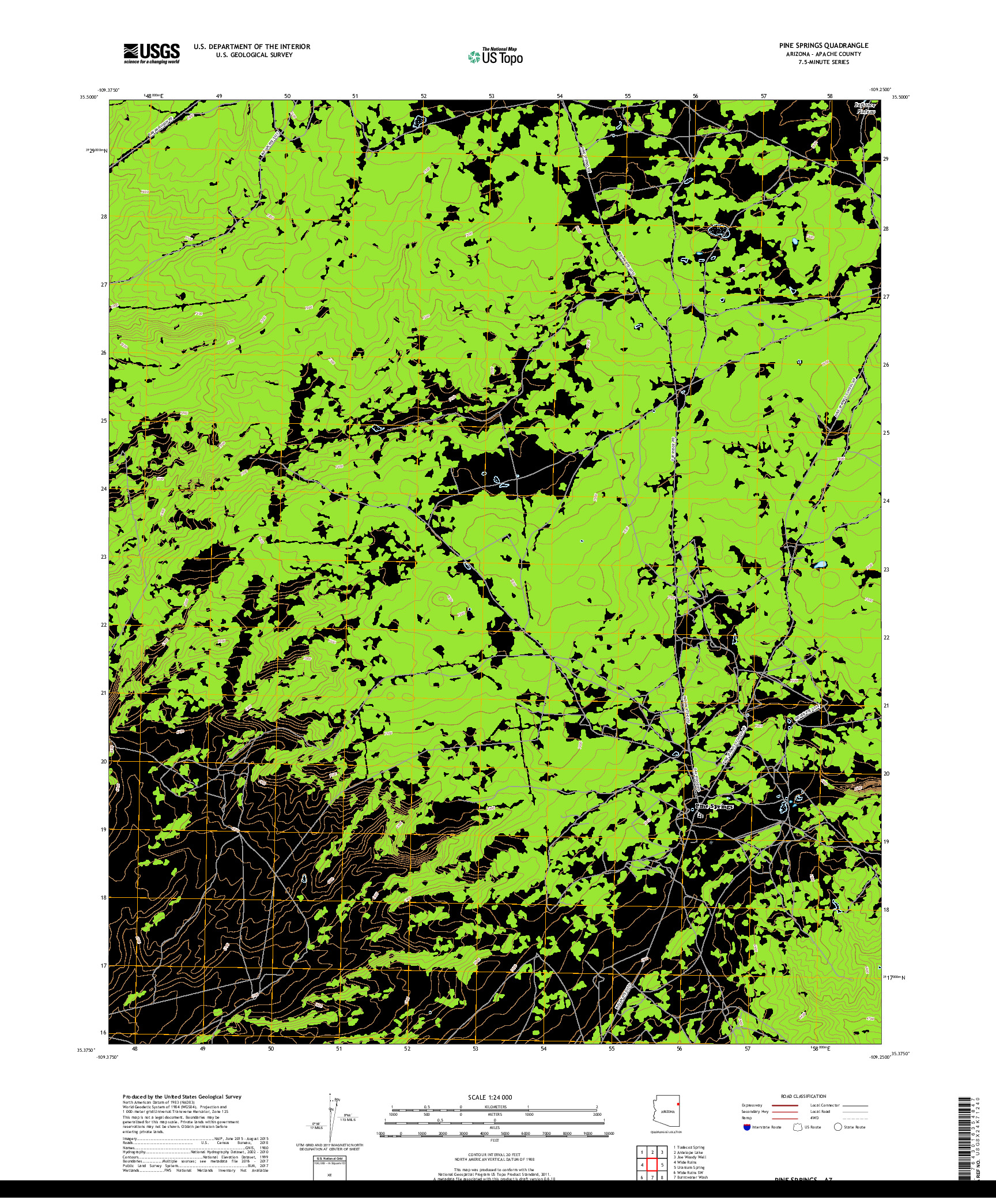 USGS US TOPO 7.5-MINUTE MAP FOR PINE SPRINGS, AZ 2018