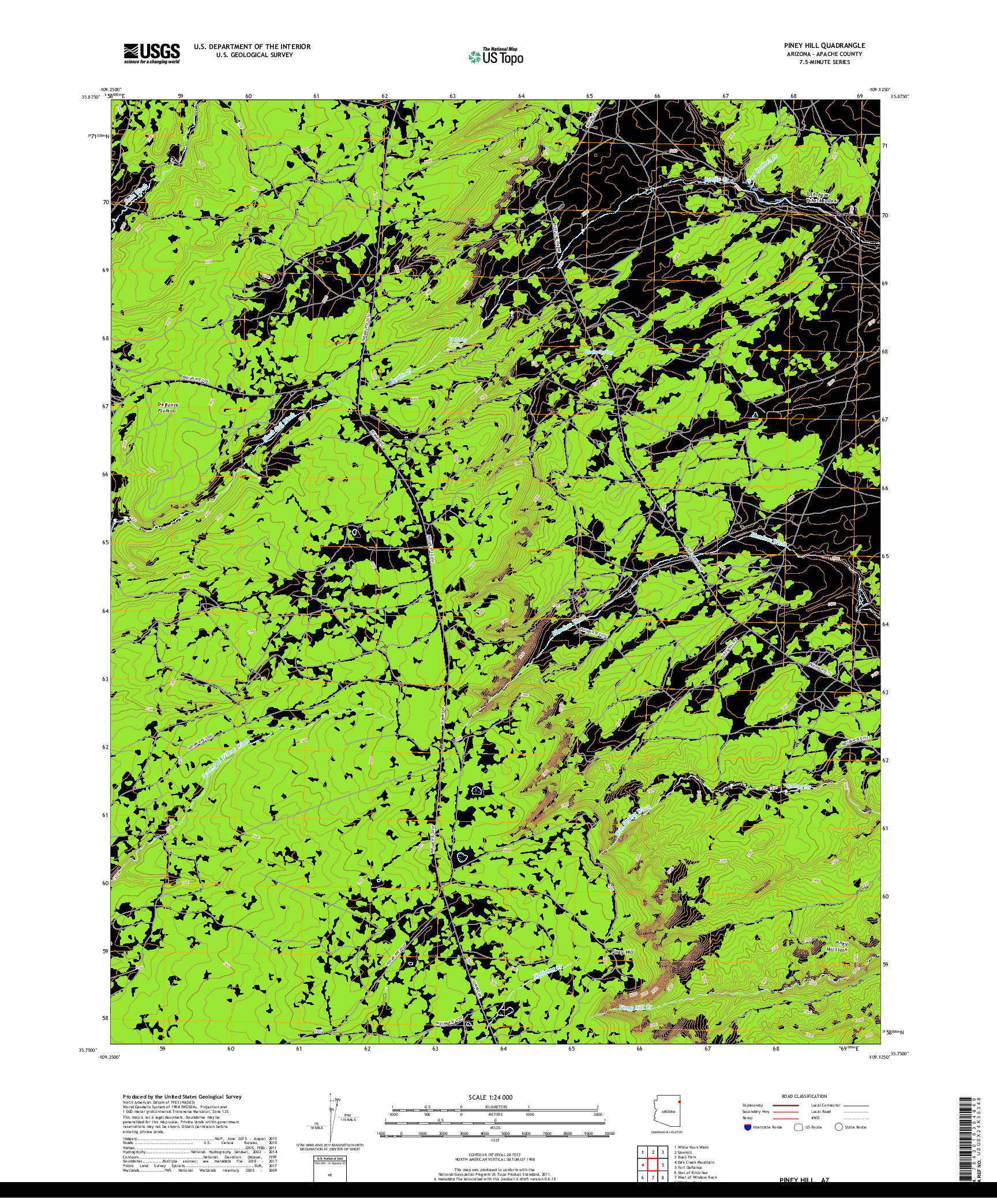 USGS US TOPO 7.5-MINUTE MAP FOR PINEY HILL, AZ 2018