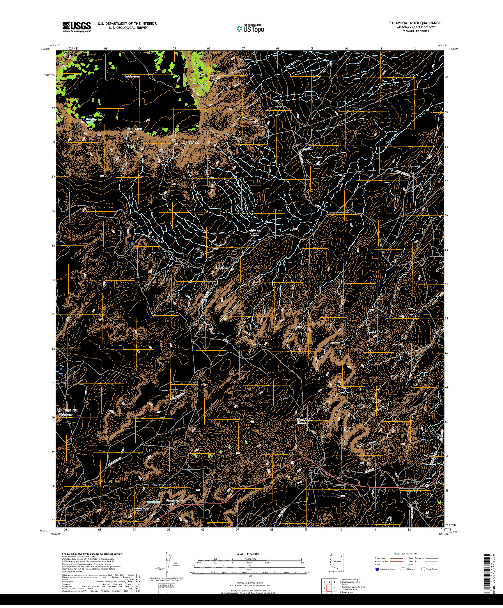USGS US TOPO 7.5-MINUTE MAP FOR STEAMBOAT ROCK, AZ 2018