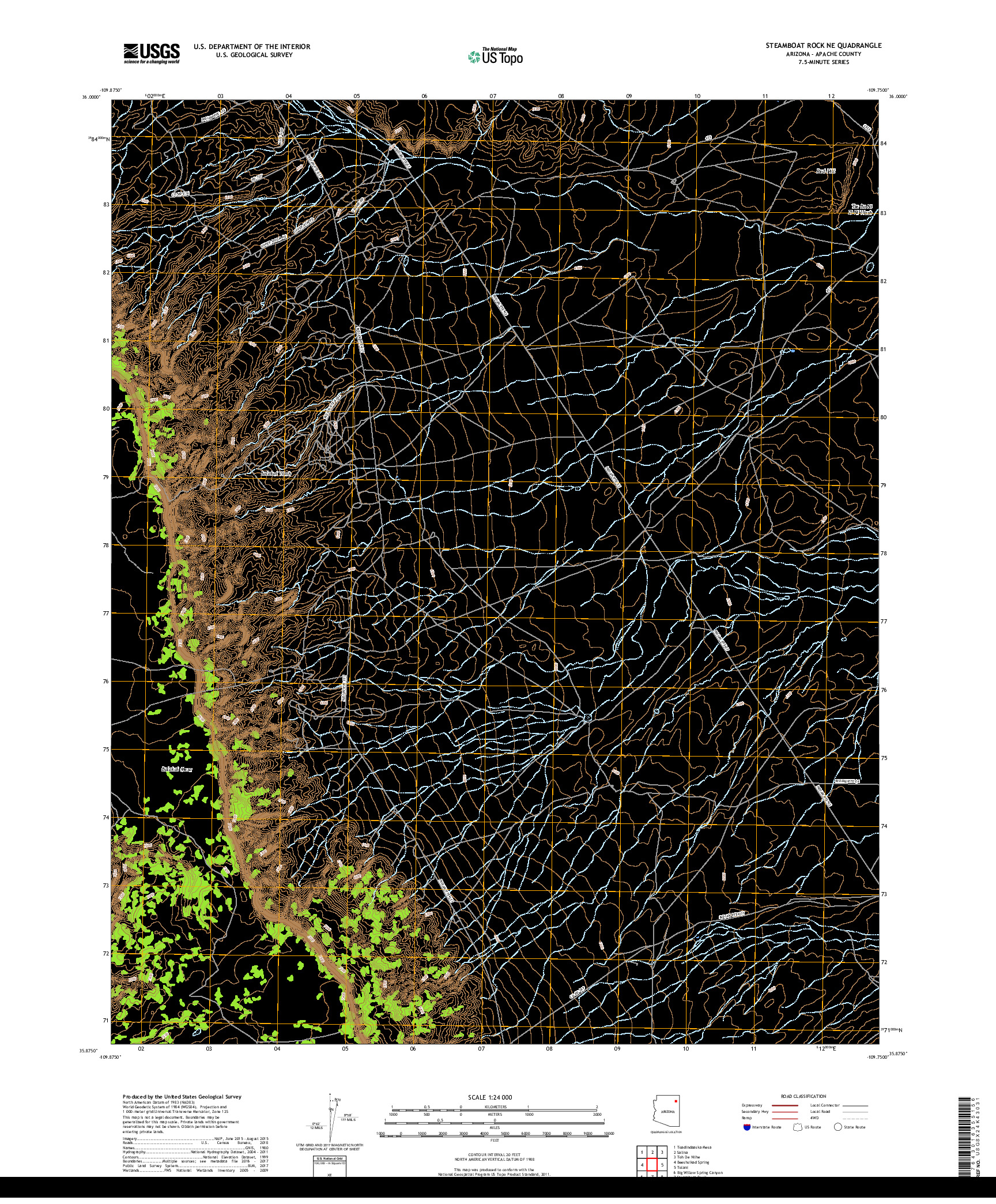 USGS US TOPO 7.5-MINUTE MAP FOR STEAMBOAT ROCK NE, AZ 2018