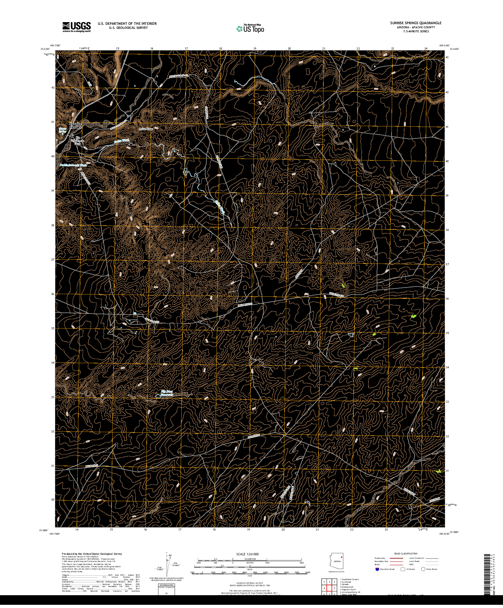 USGS US TOPO 7.5-MINUTE MAP FOR SUNRISE SPRINGS, AZ 2018