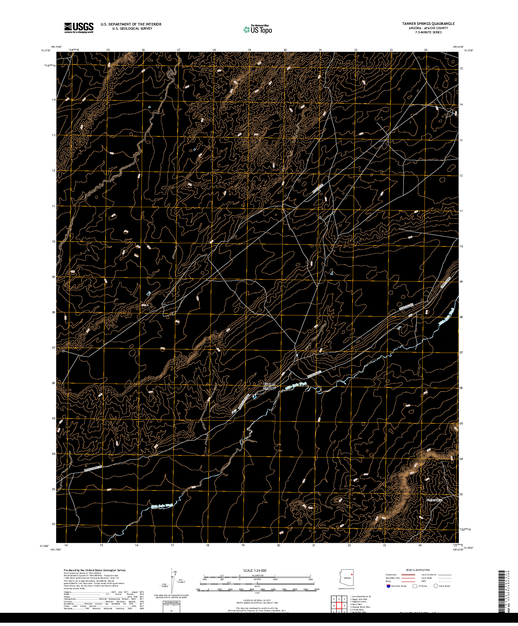 USGS US TOPO 7.5-MINUTE MAP FOR TANNER SPRINGS, AZ 2018
