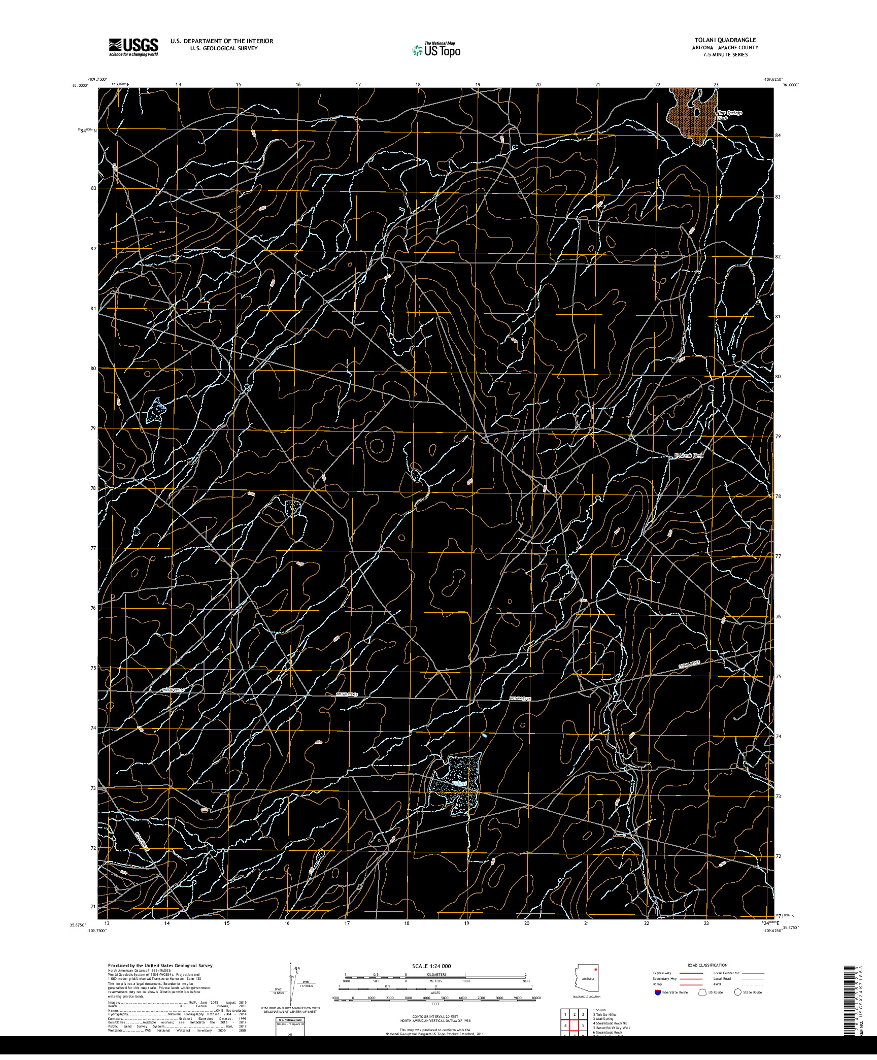 USGS US TOPO 7.5-MINUTE MAP FOR TOLANI, AZ 2018