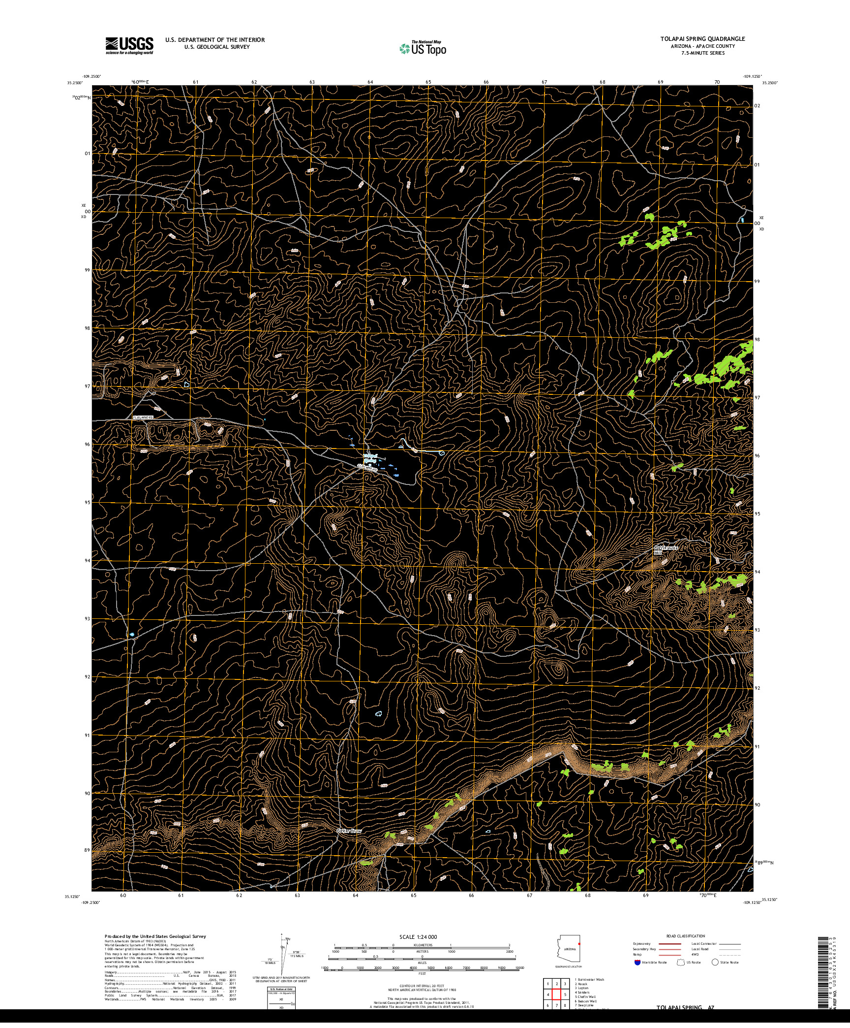 USGS US TOPO 7.5-MINUTE MAP FOR TOLAPAI SPRING, AZ 2018