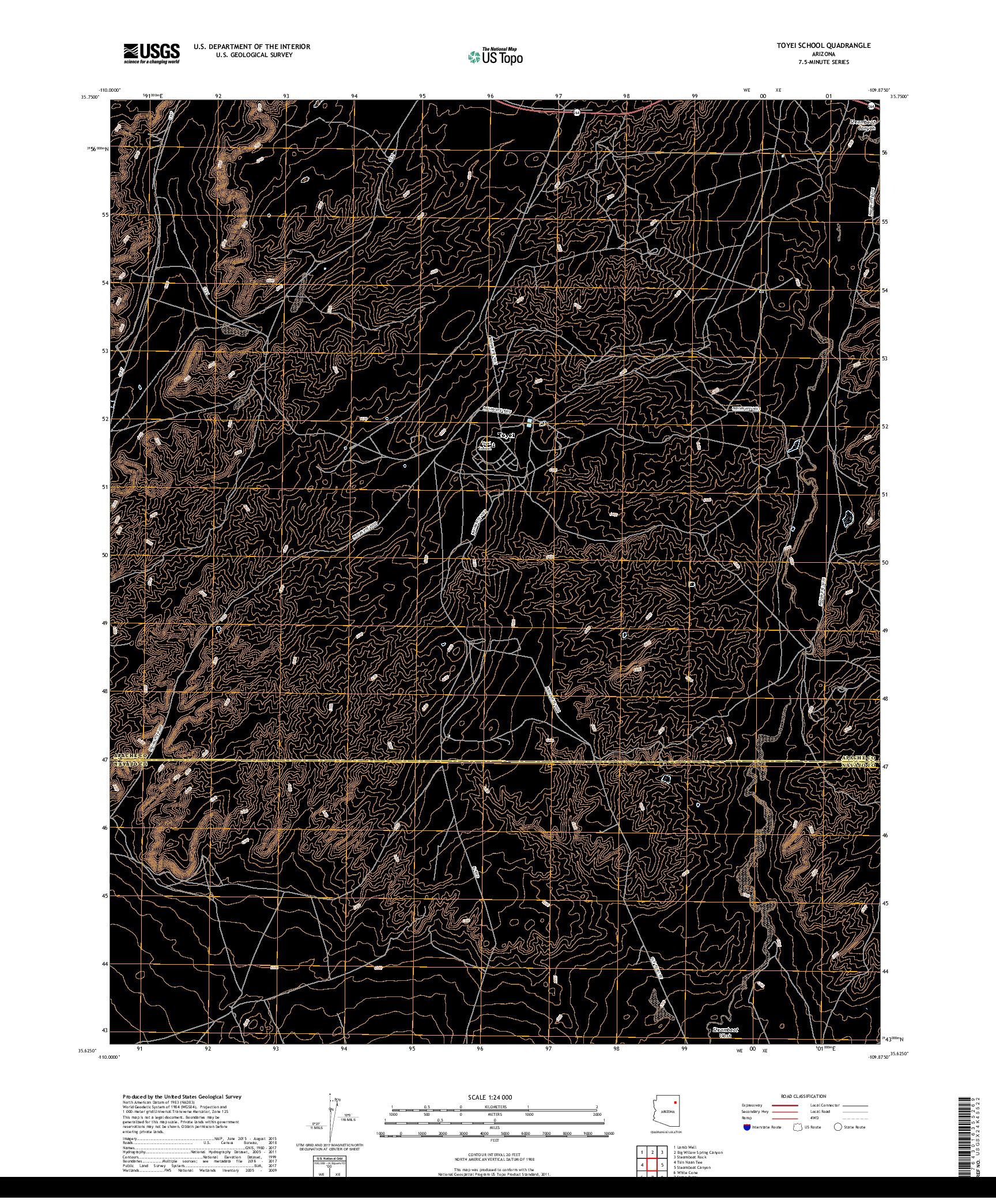 USGS US TOPO 7.5-MINUTE MAP FOR TOYEI SCHOOL, AZ 2018