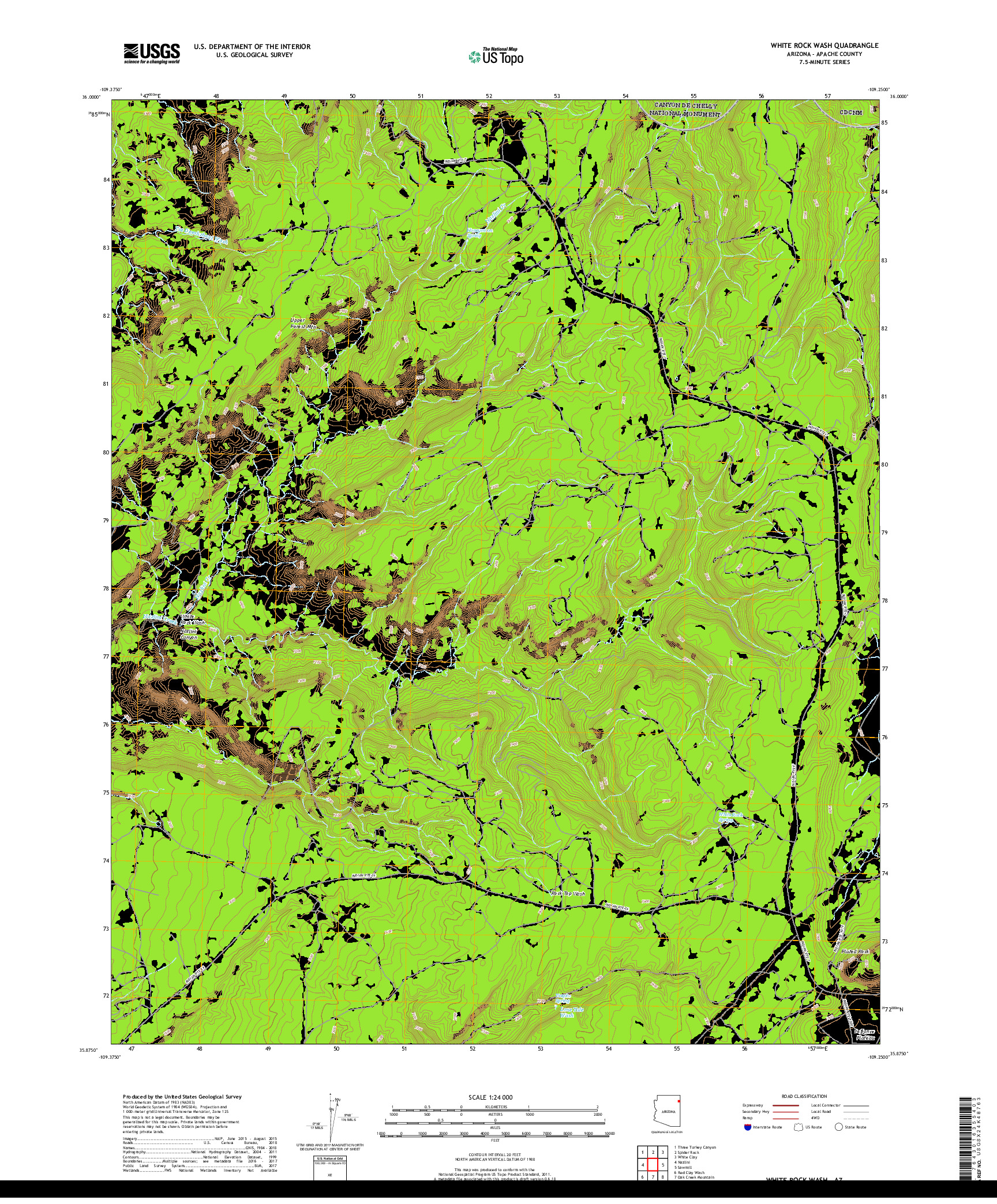 USGS US TOPO 7.5-MINUTE MAP FOR WHITE ROCK WASH, AZ 2018