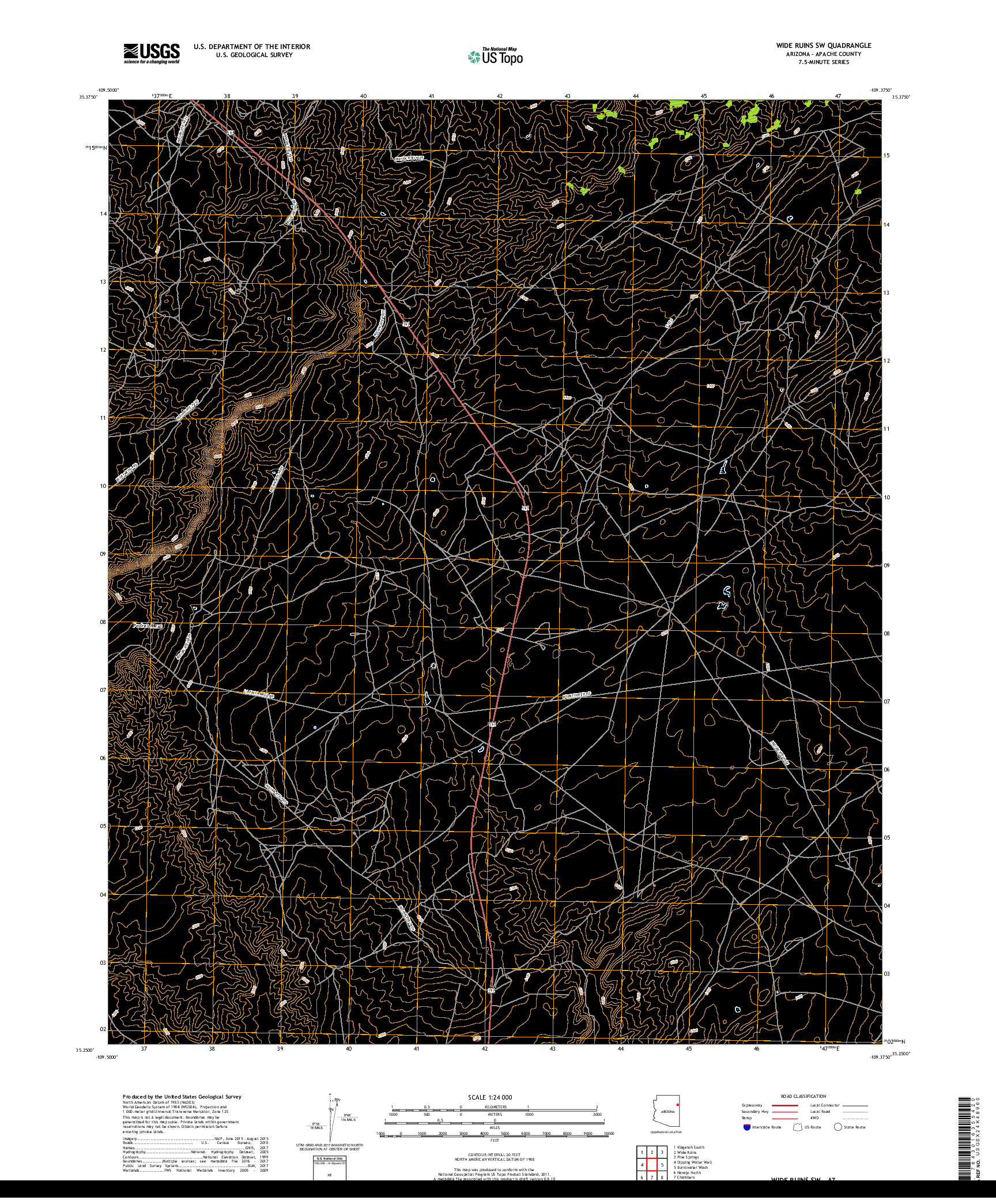 USGS US TOPO 7.5-MINUTE MAP FOR WIDE RUINS SW, AZ 2018