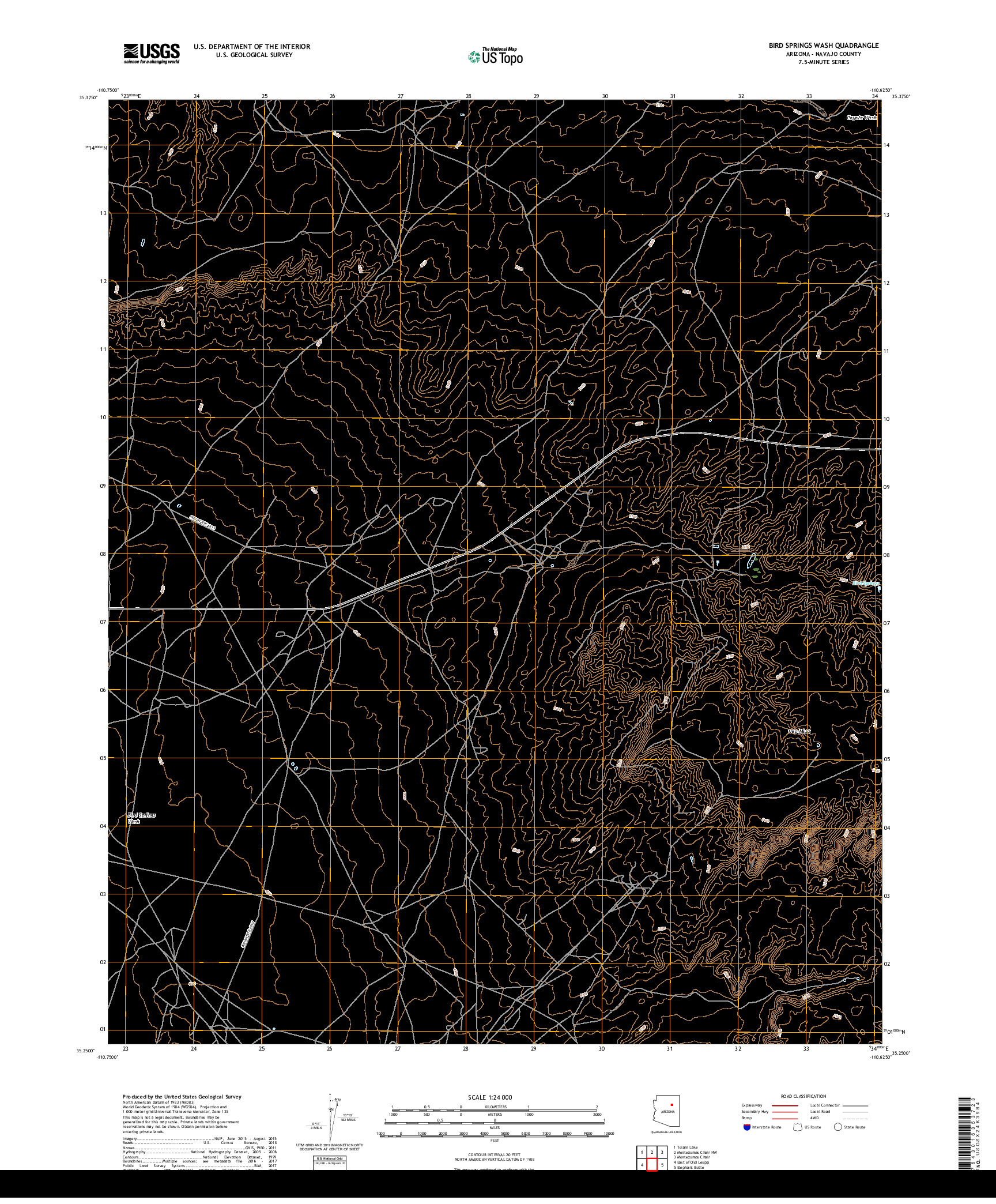 USGS US TOPO 7.5-MINUTE MAP FOR BIRD SPRINGS WASH, AZ 2018