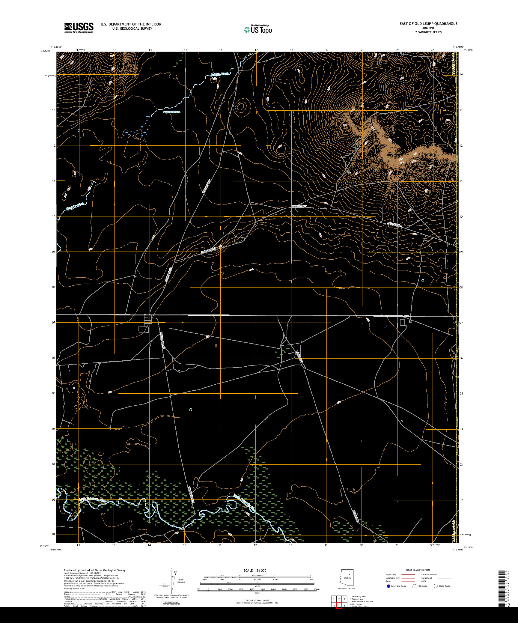 USGS US TOPO 7.5-MINUTE MAP FOR EAST OF OLD LEUPP, AZ 2018